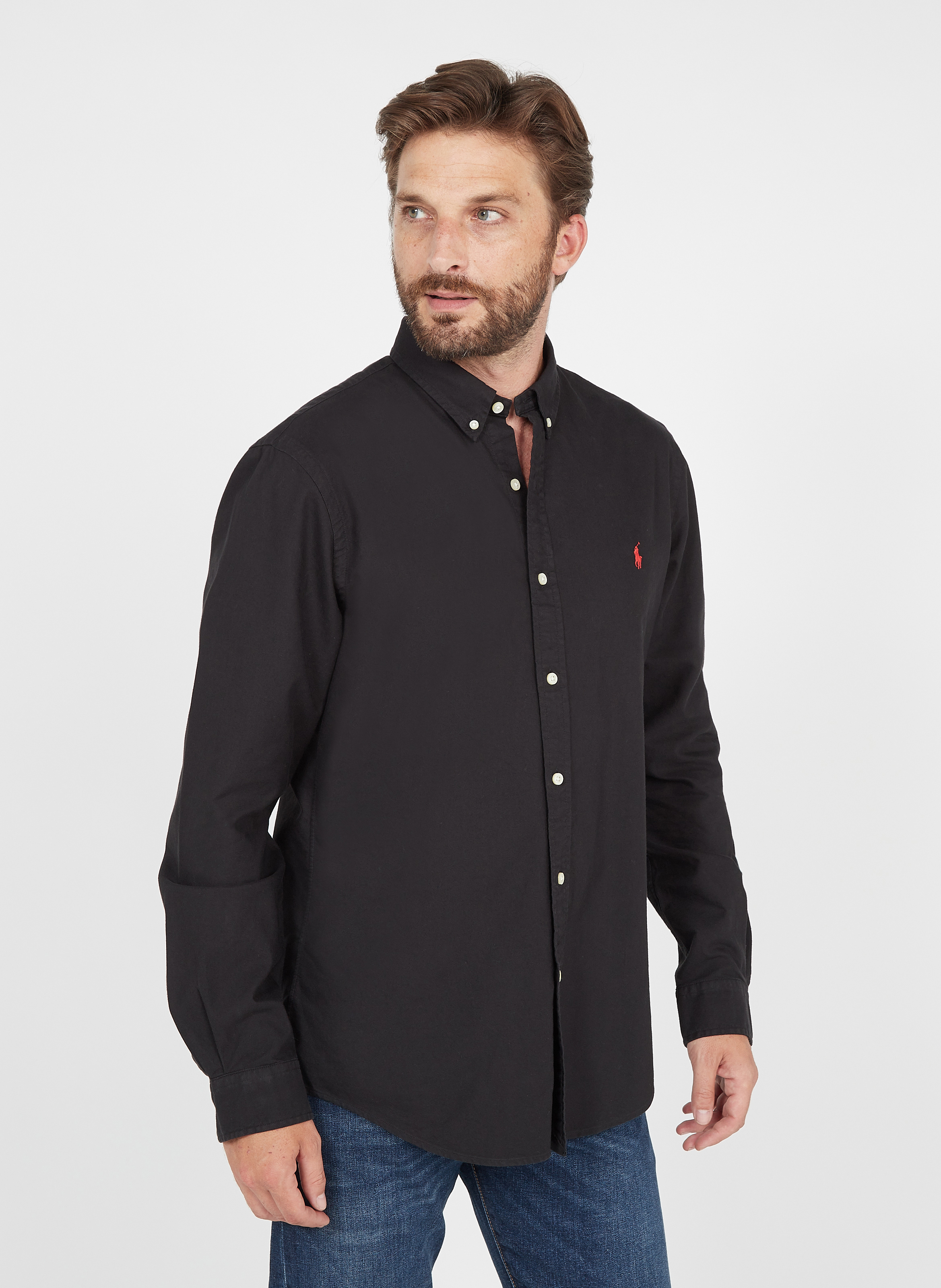 Chemise Col Classique Slimfit Brodée En Coton Polo Black Polo Ralph