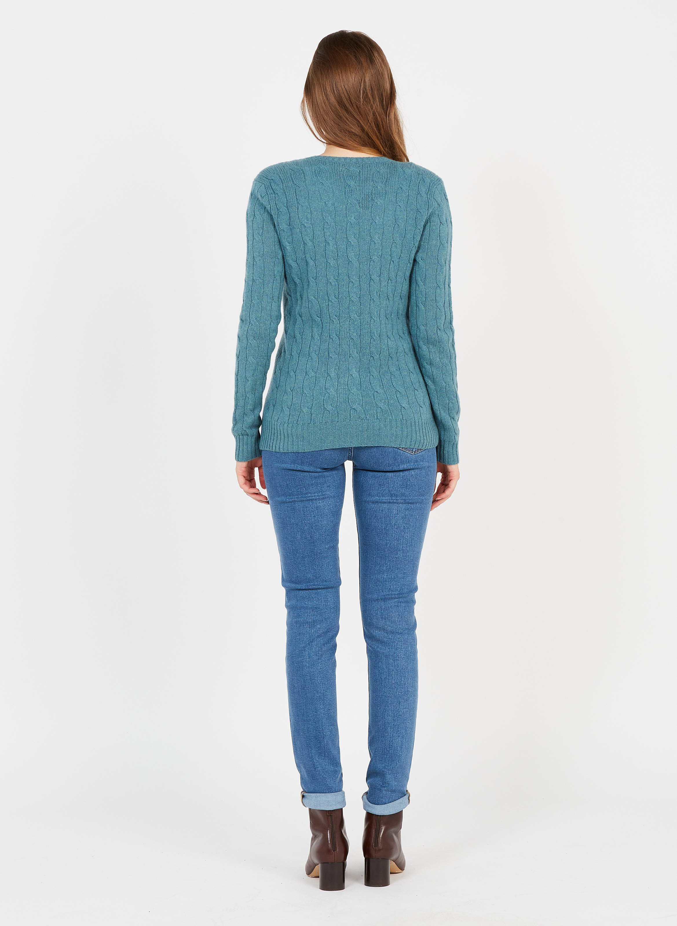 Pull Col V à Torsades En Laine Et Cachemire Blue Polo Ralph Lauren Femme Place des Tendances