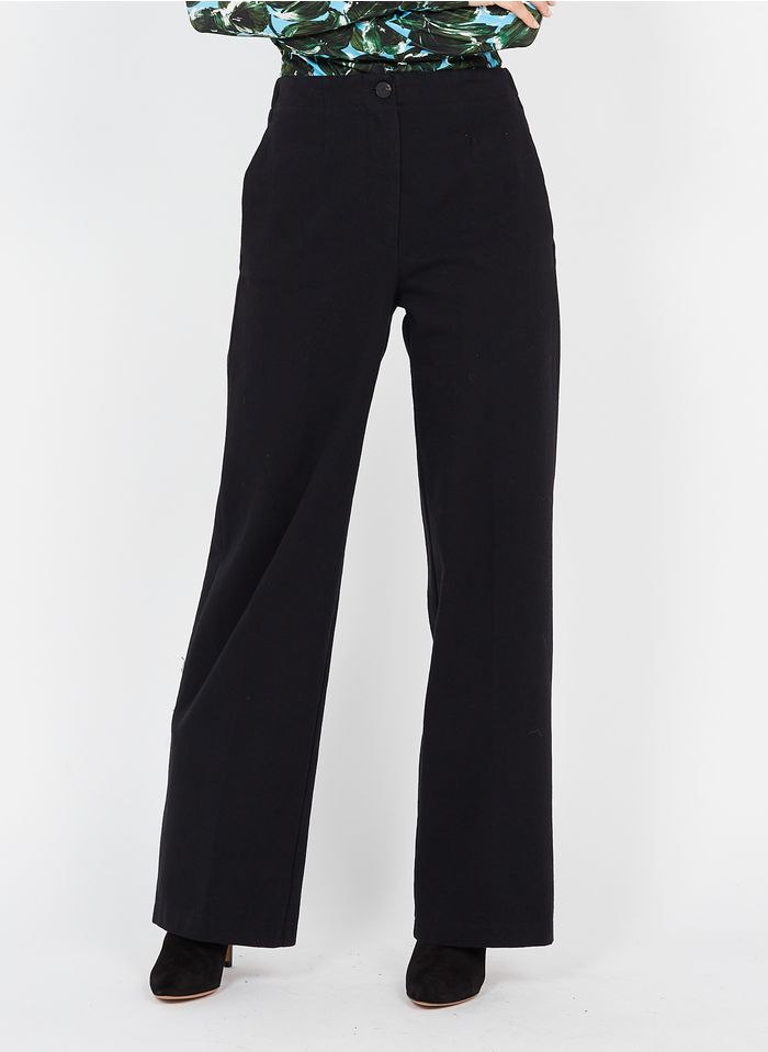 POMANDERE Pantalon large taille haute en coton mélangé  | Noir