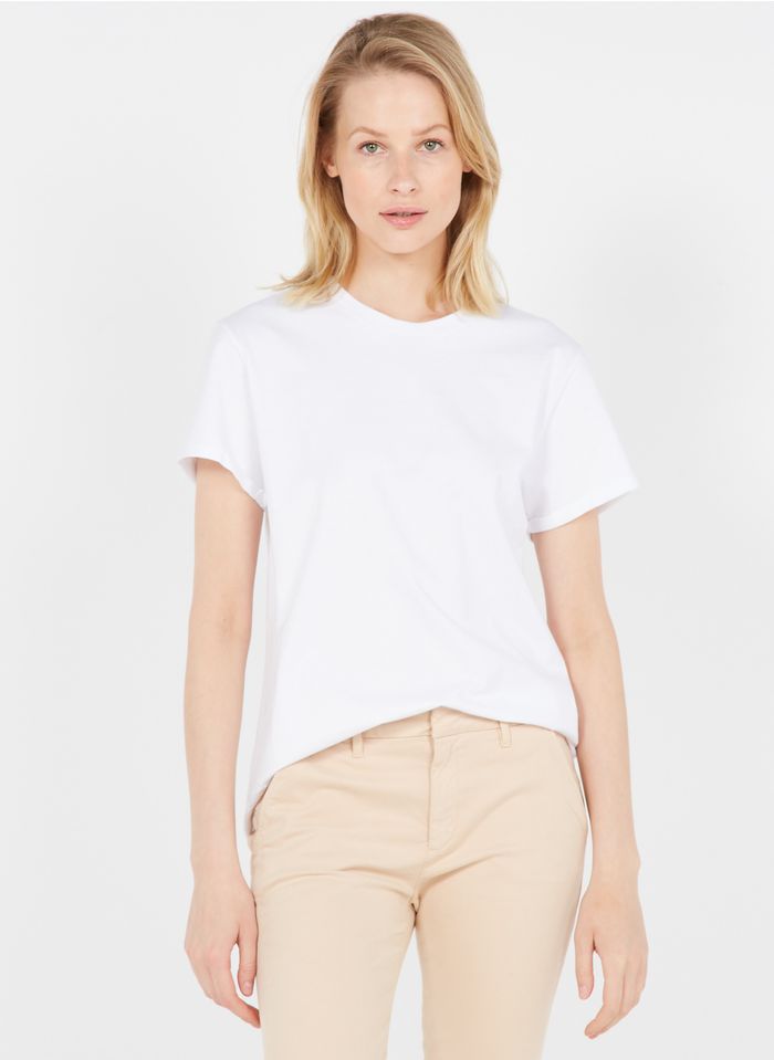 REIKO Tee-shirt col rond en coton bio  | Blanc