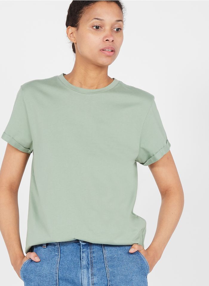 REIKO Tee-shirt col rond en coton bio  | Vert
