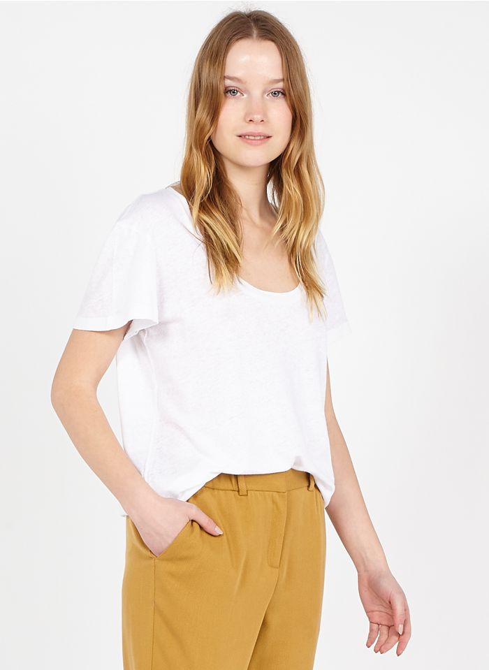 SACK S Tee-shirt col rond en coton et lin | Blanc