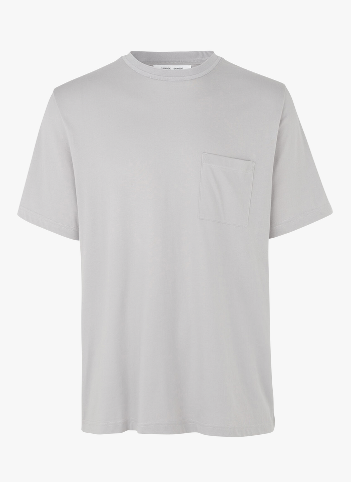 SAMSOE SAMSOE Tee-shirt col rond regular-fit à poche en coton biologique recyclé Gris