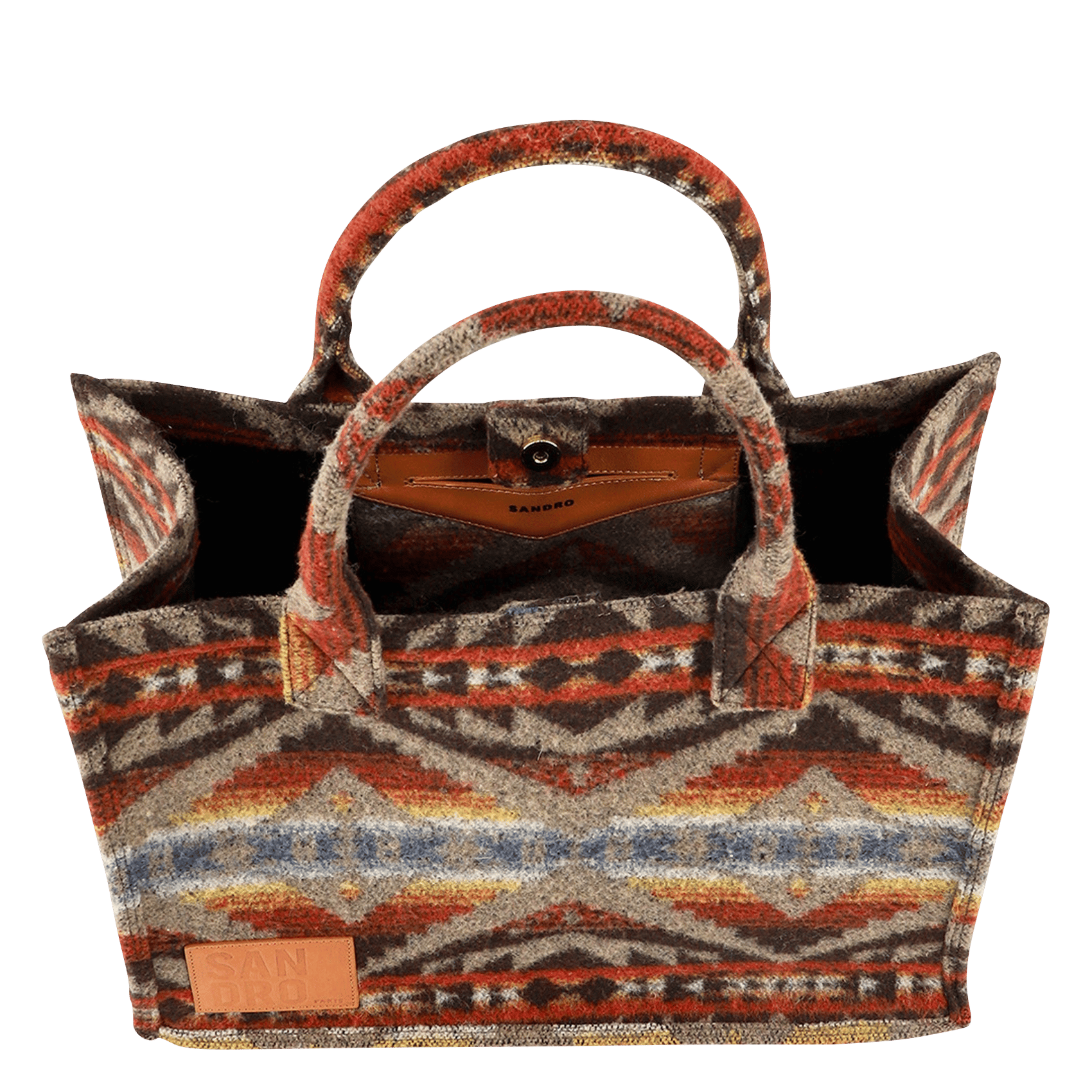 Cabas En Toile Imprimée Gris - Rouge Sandro - Femme | Place des Tendances