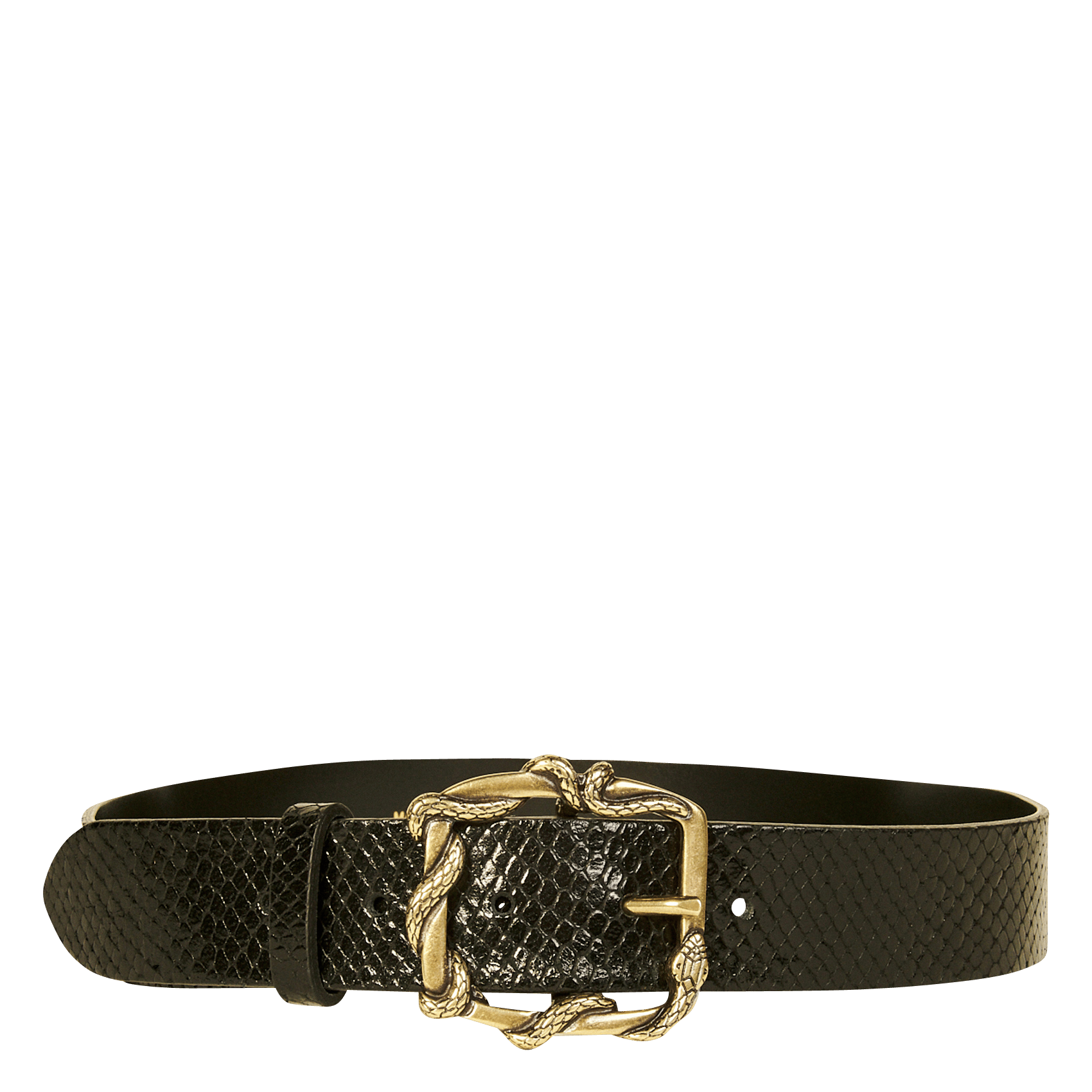 Ceinture En Cuir Aspect Python Noir Sandro - Femme | Place des Tendances