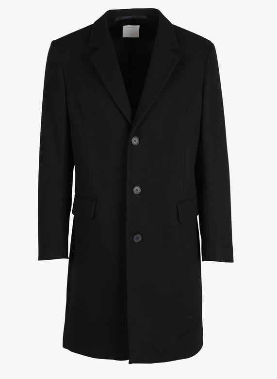 Manteau col tailleur regular fit en laine melangee Noir