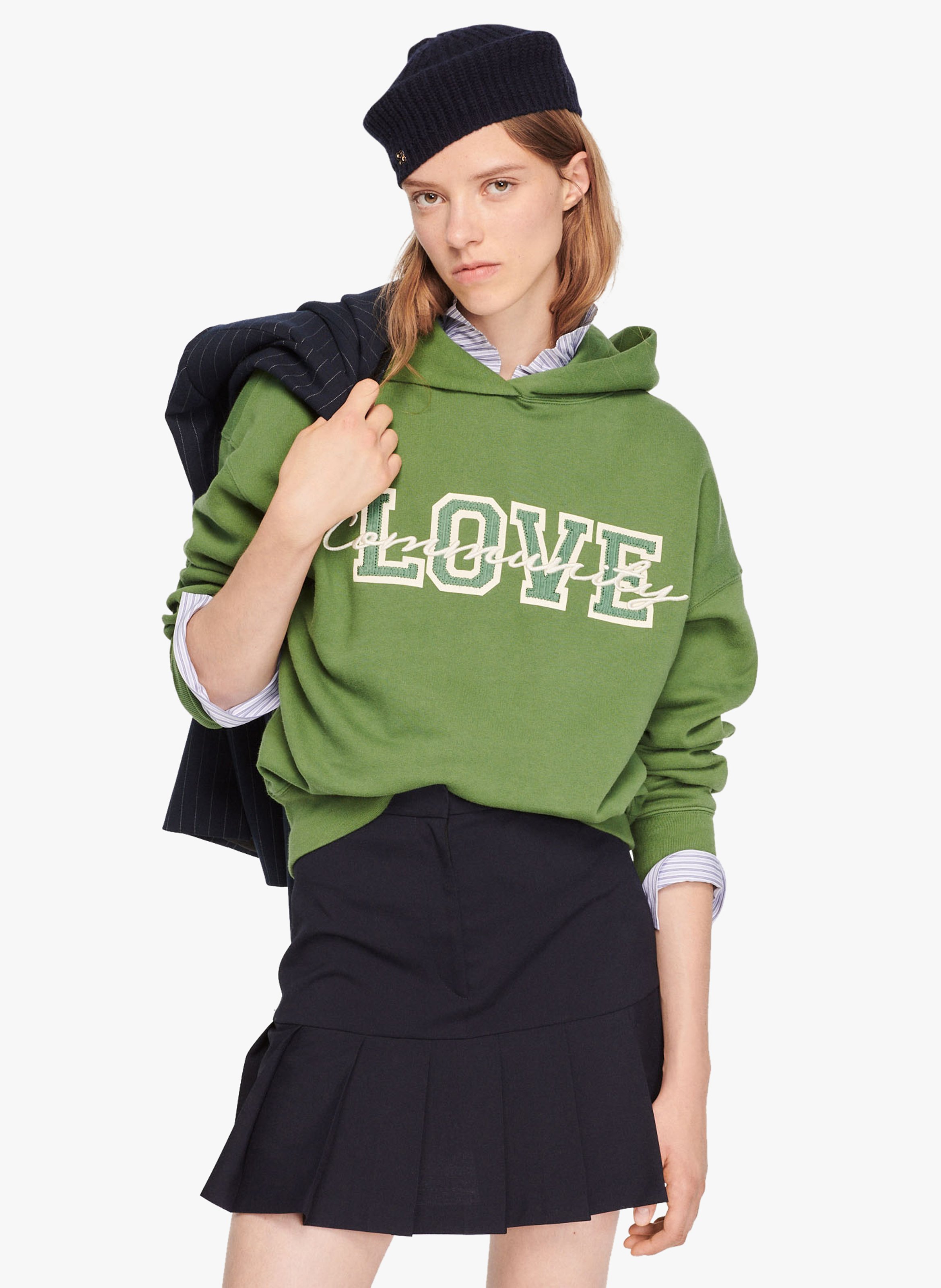 Sweat à Capuche Sandro Tiago Femme - Taille M Blanc - Neuf Avec Petit Défaut