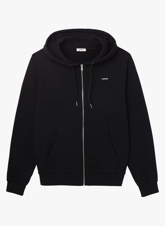 Sweat Zippe a Capuche Regular fit En Coton Noir Sandro Homme SHPSW00503 20 NOIR Place des Tendances