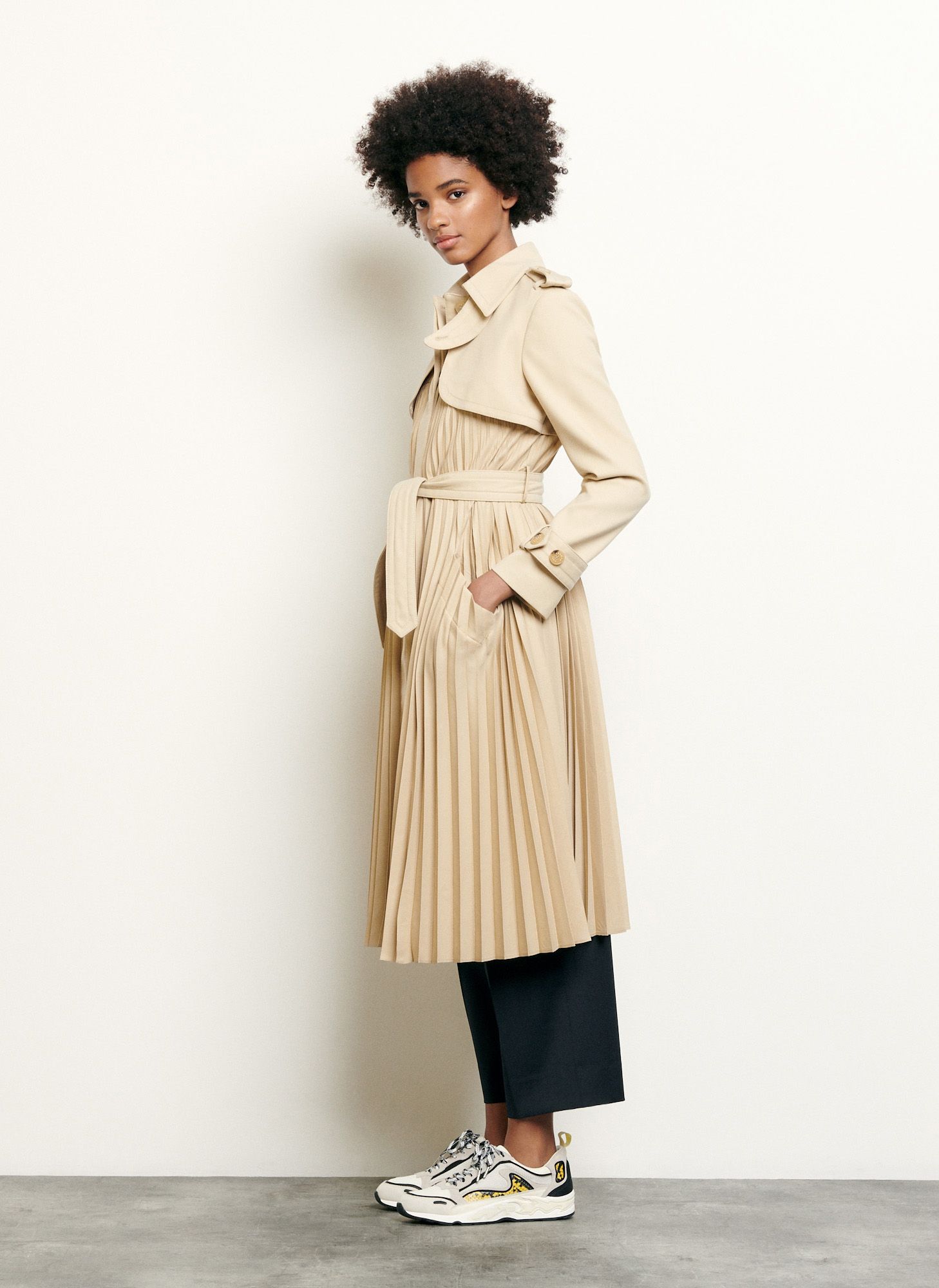 Trench midi pliss Beige