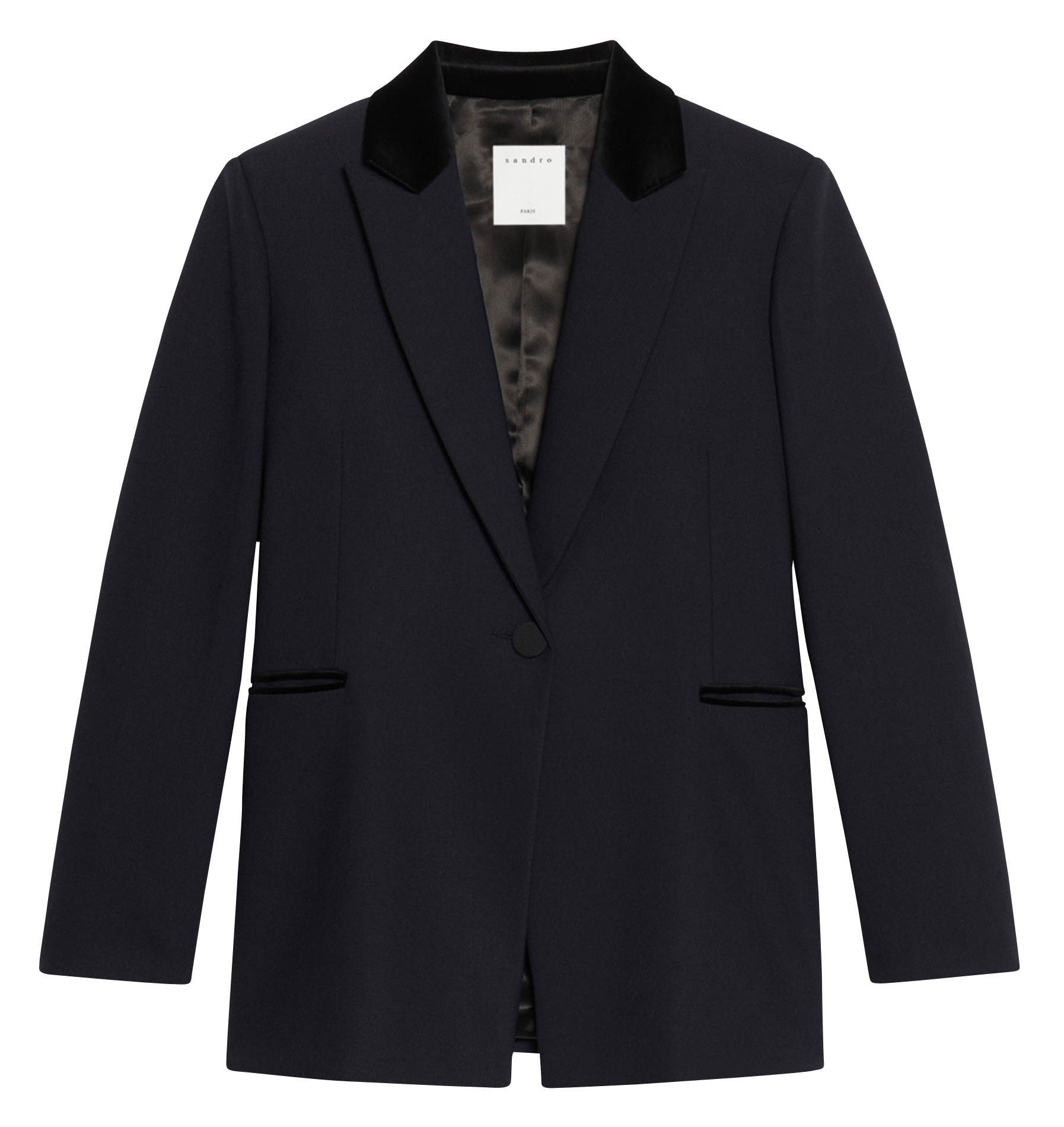 Veste Col Tailleur Bleu Marine Sandro - Femme | Place des Tendances
