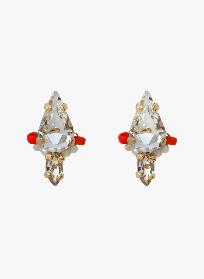SATELLITE PARIS Boucles d'oreilles cristal et perle de rivière  | Argent