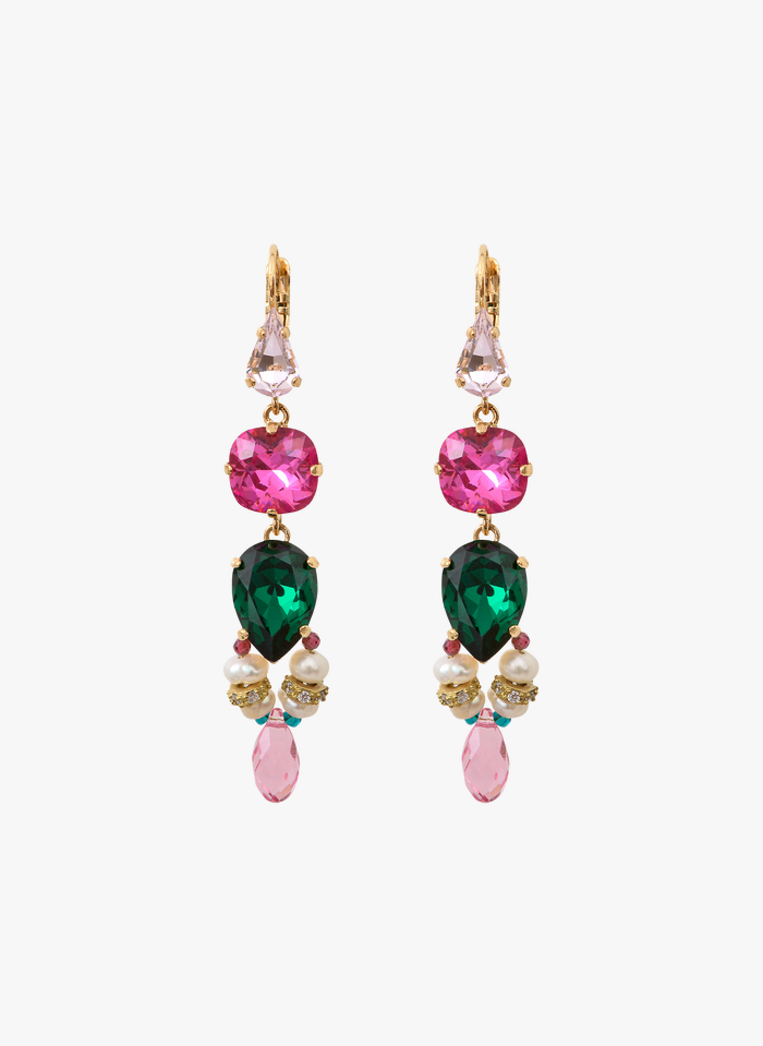 SATELLITE PARIS Boucles d'oreilles perles et cristaux  | Multicolore