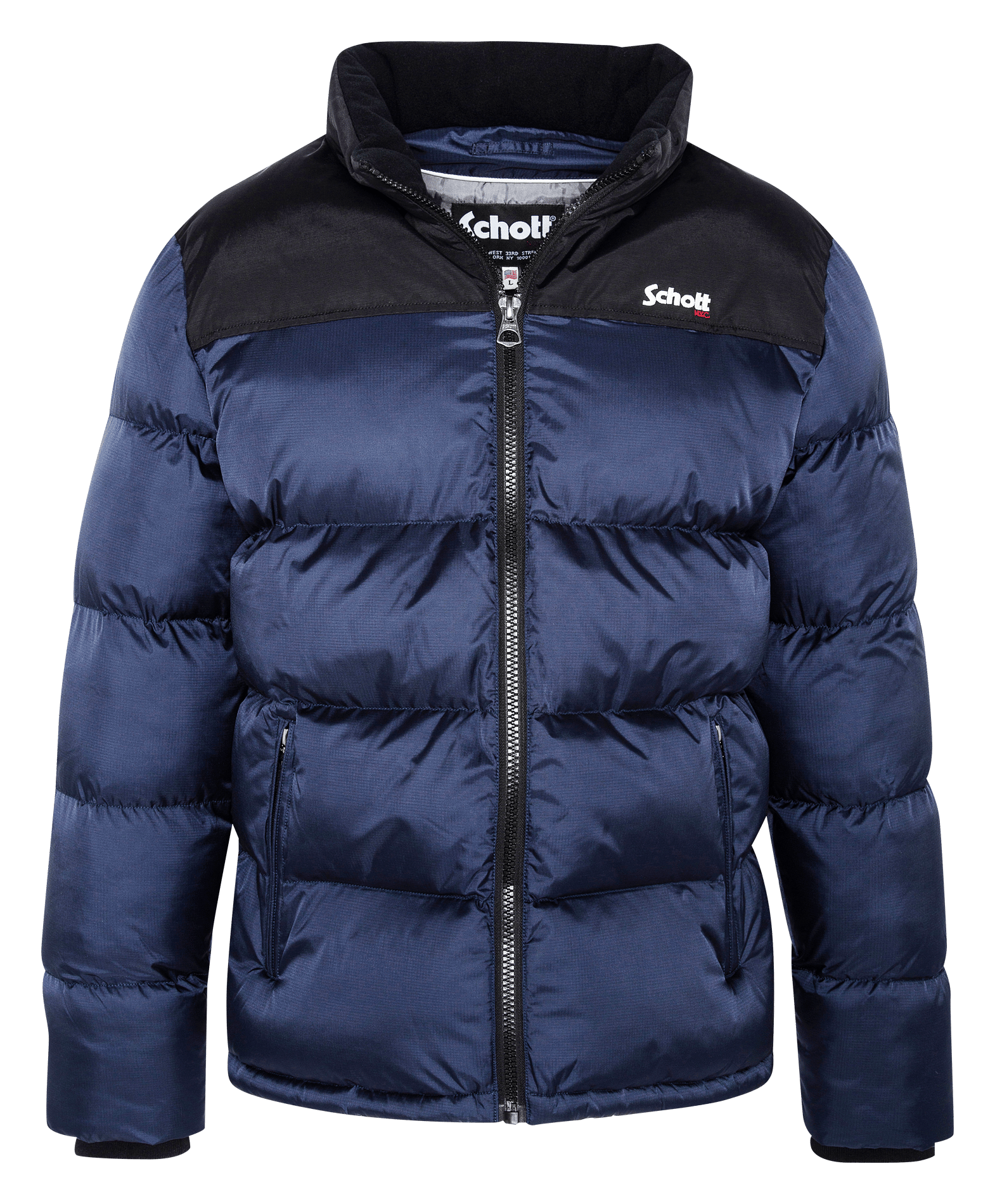 doudoune bleu et marron