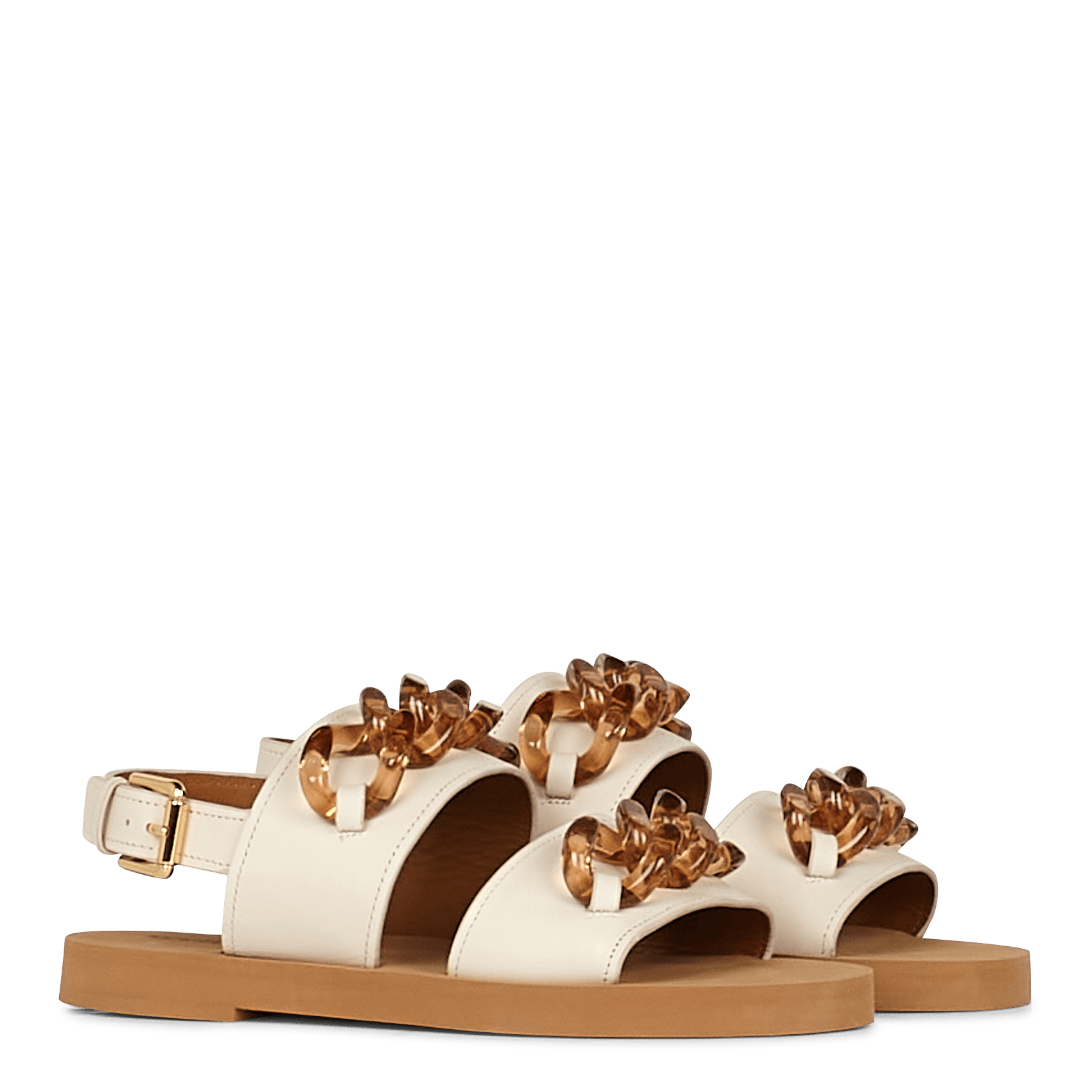 Sandales Plates En Cuir Chalk See By Chloe - Femme | Place des Tendances