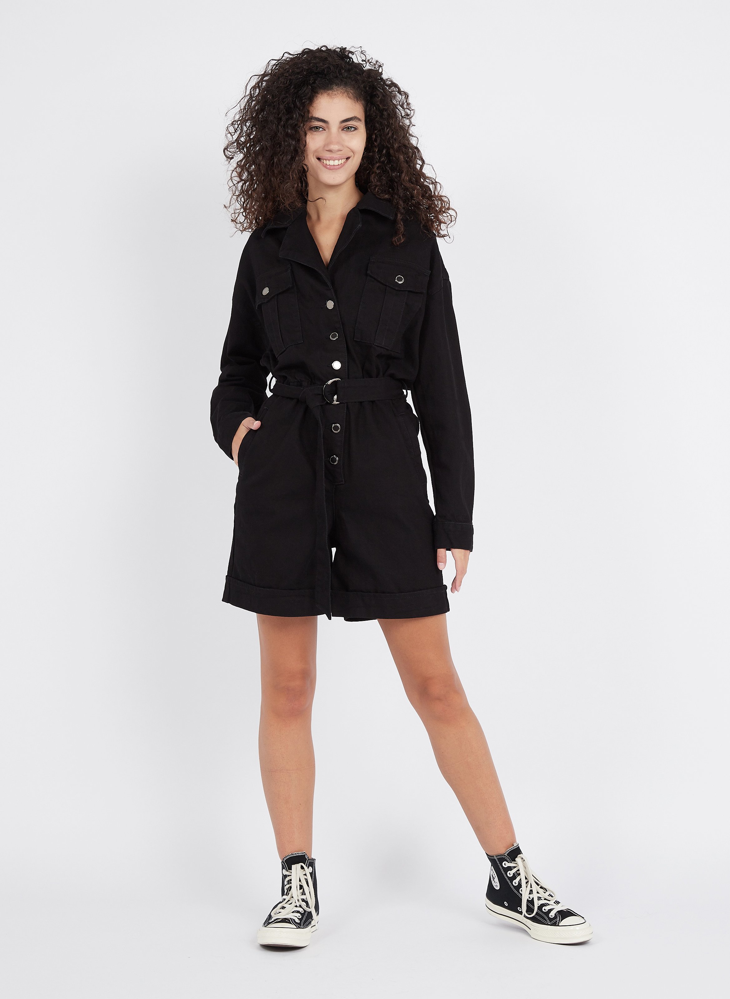 Combi-short Col Tailleur En Jean Noir Sinequanone - Femme | Place des  Tendances