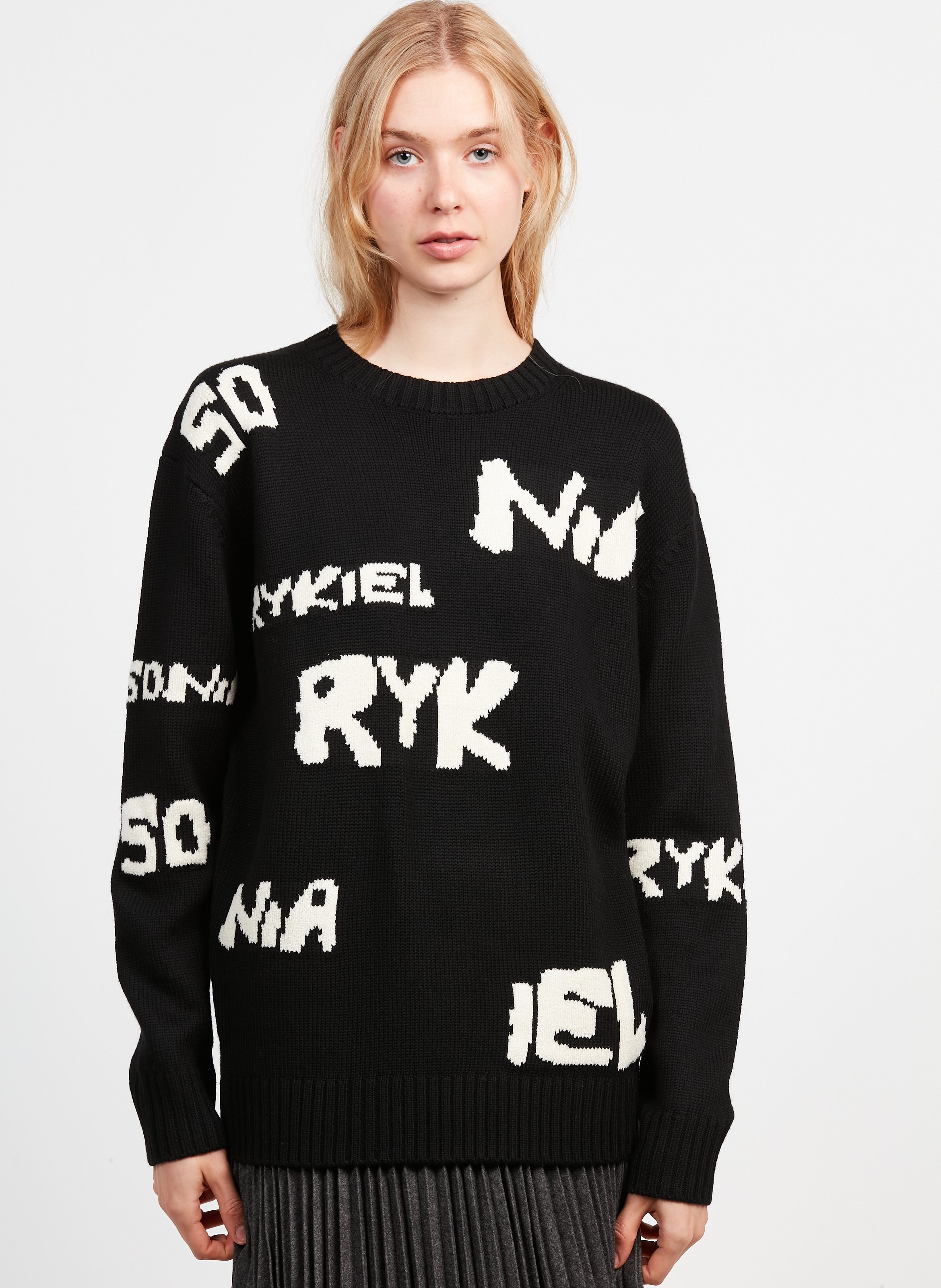 Pull Col Rond Imprim En Laine Noir Sonia Rykiel Femme Place