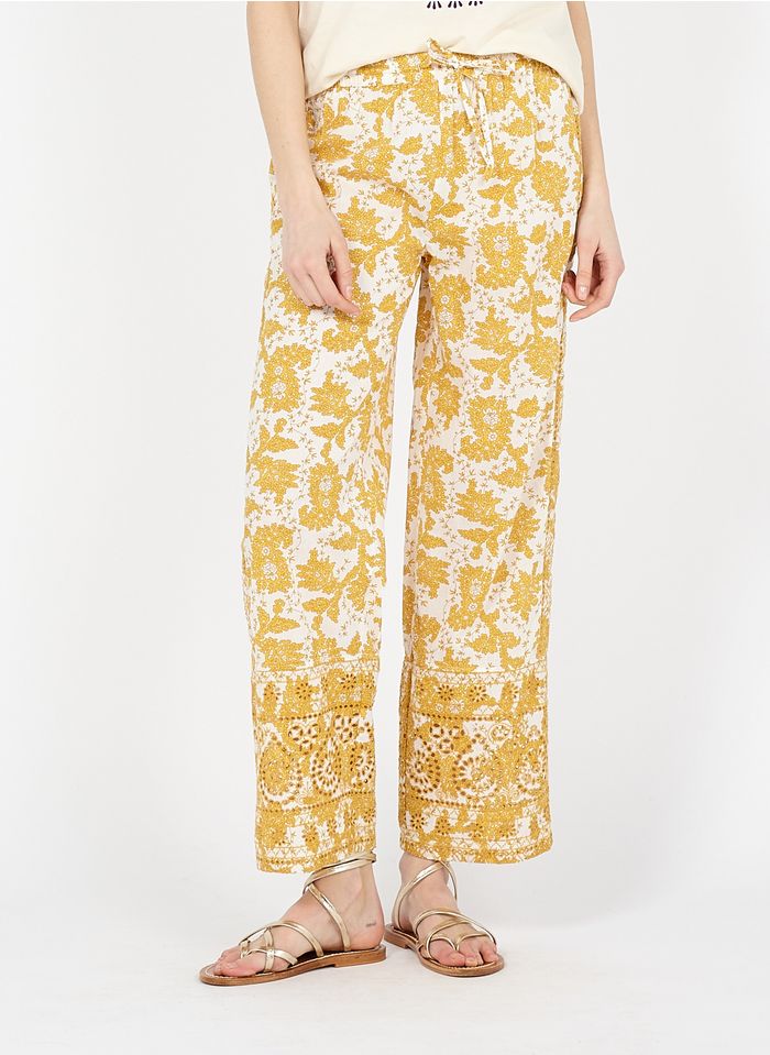 STELLA FOREST Pantalon droit imprimé en coton | Jaune