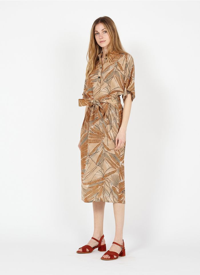 STELLA FOREST Robe chemise col classique imprimée  | Jaune