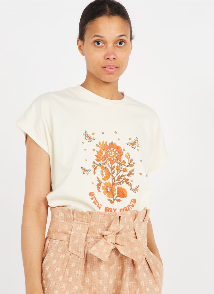 STELLA FOREST Tee-shirt col rond imprimé en coton | Blanc