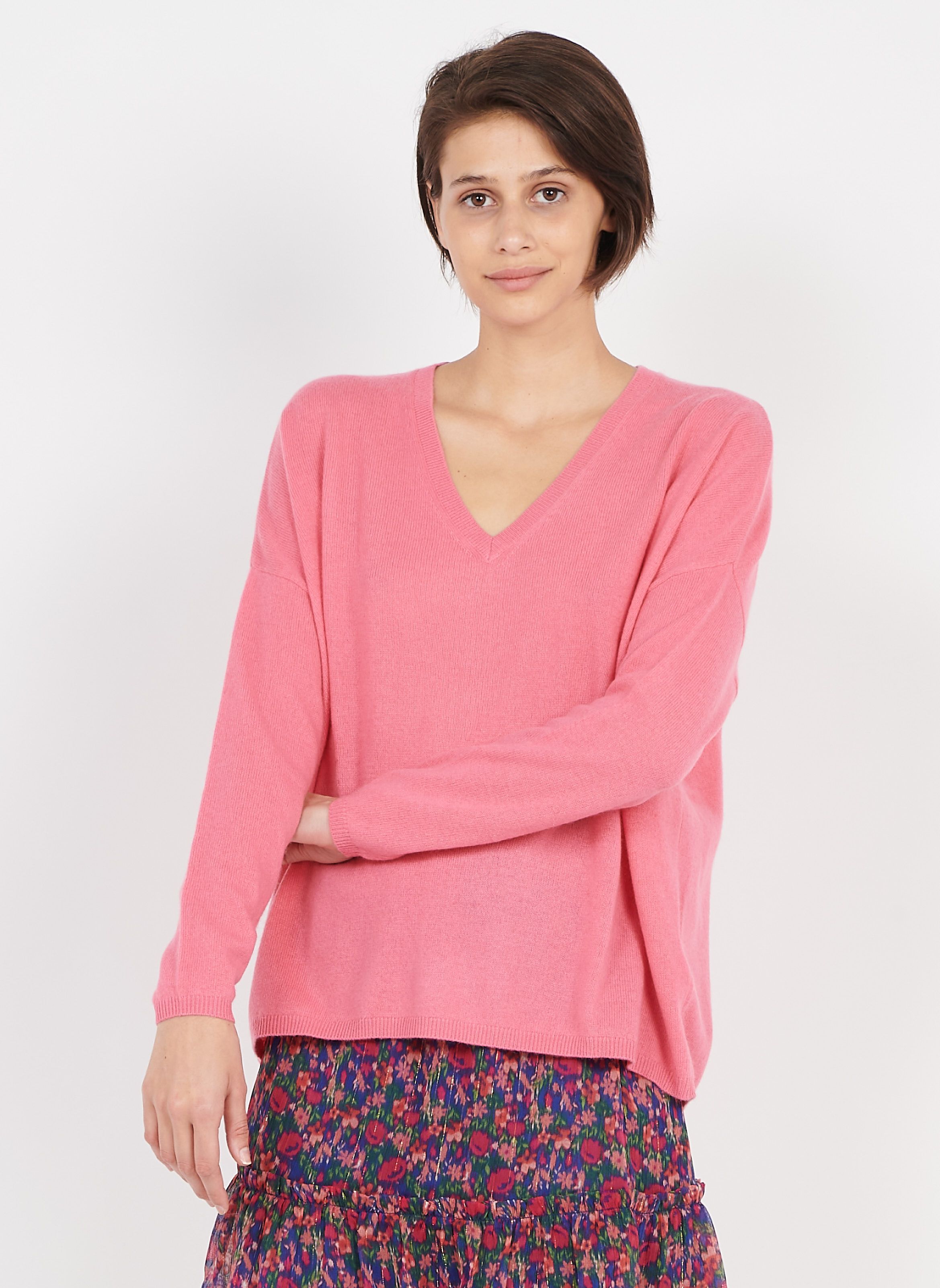 Pull Col V En Cachemire Monjoe Lipstick Sud Express Femme