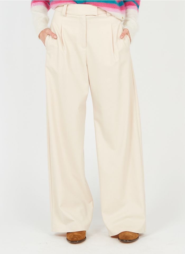 SUNCOO Pantalon large taille haute | Blanc