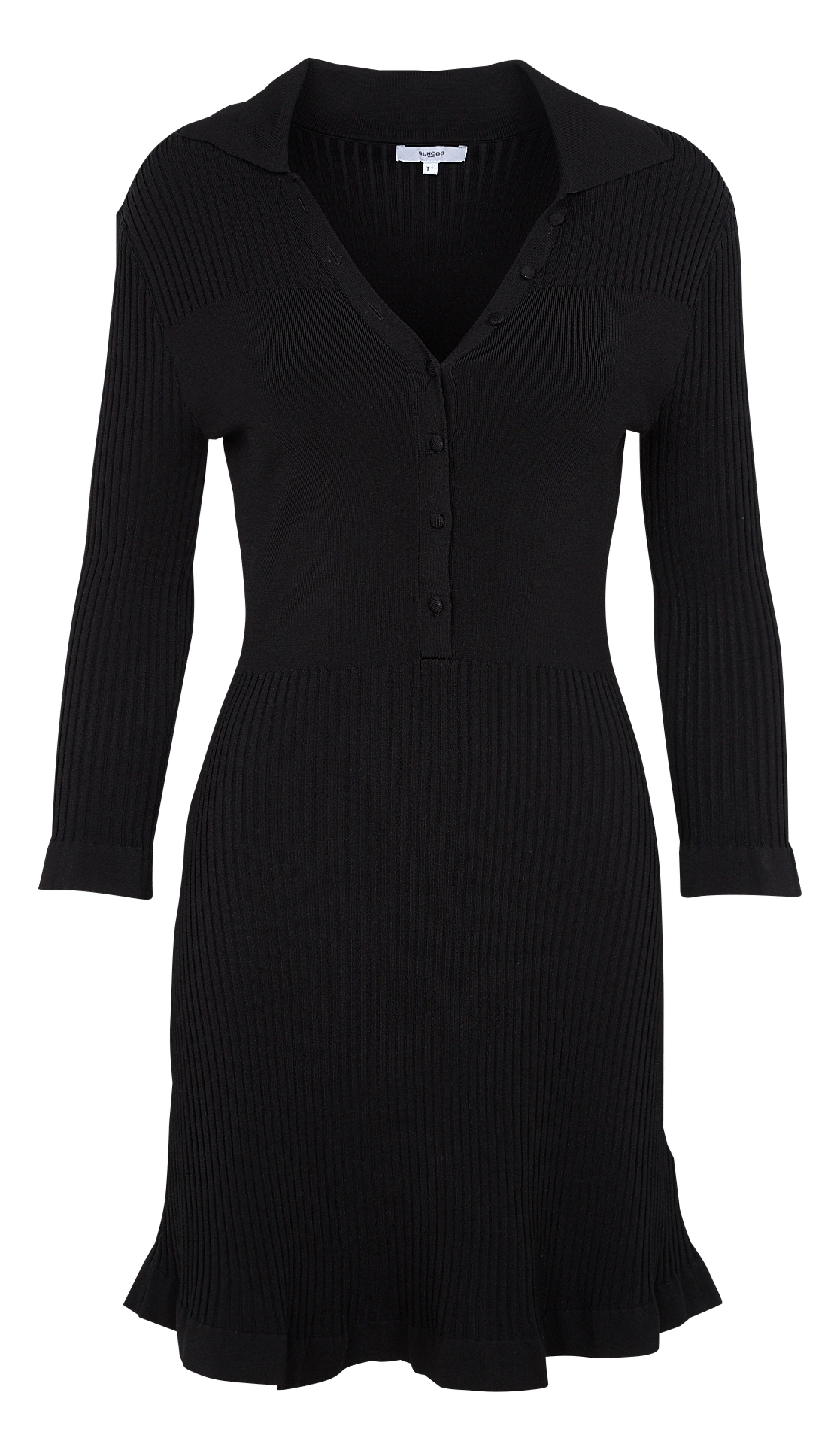 Robe Courte En Maille Côtelée Noir Suncoo Femme Place des Tendances