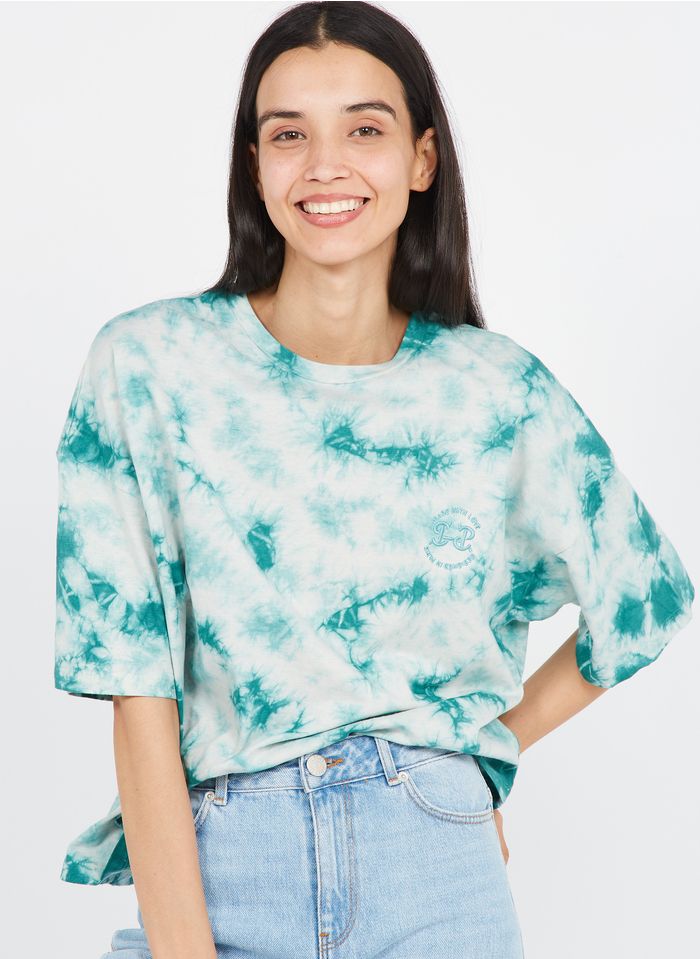 SUNCOO Tee-shirt col rond ample imprimé en coton bio | Vert