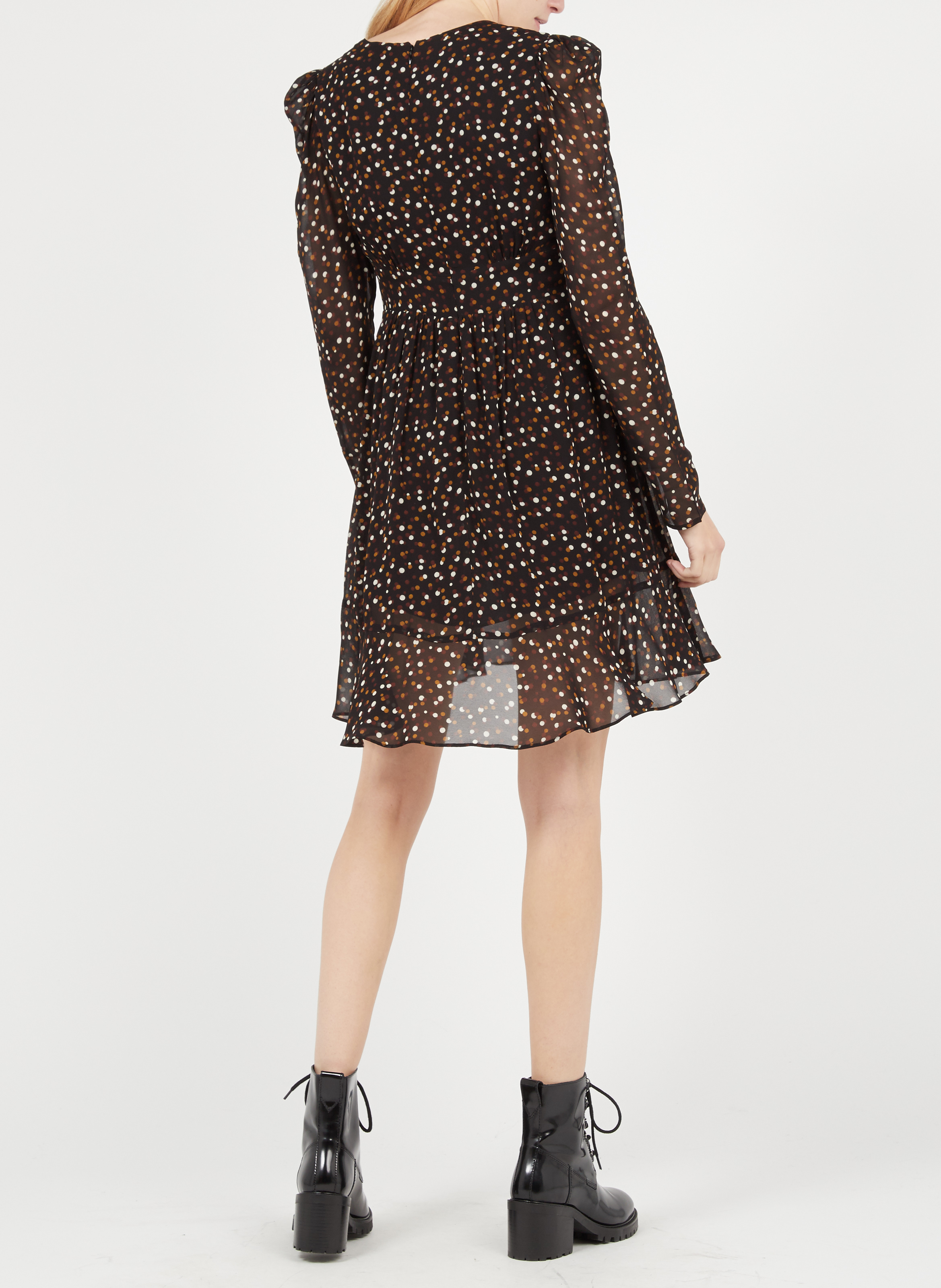 Robe Courte Col V Imprimé Pois Multicolor The Kooples Femme Place des Tendances