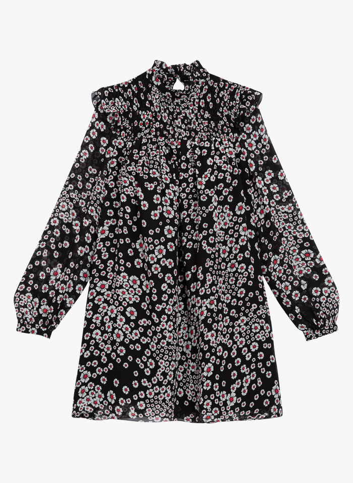 THE KOOPLES Robe courte imprimé fleuri | Noir