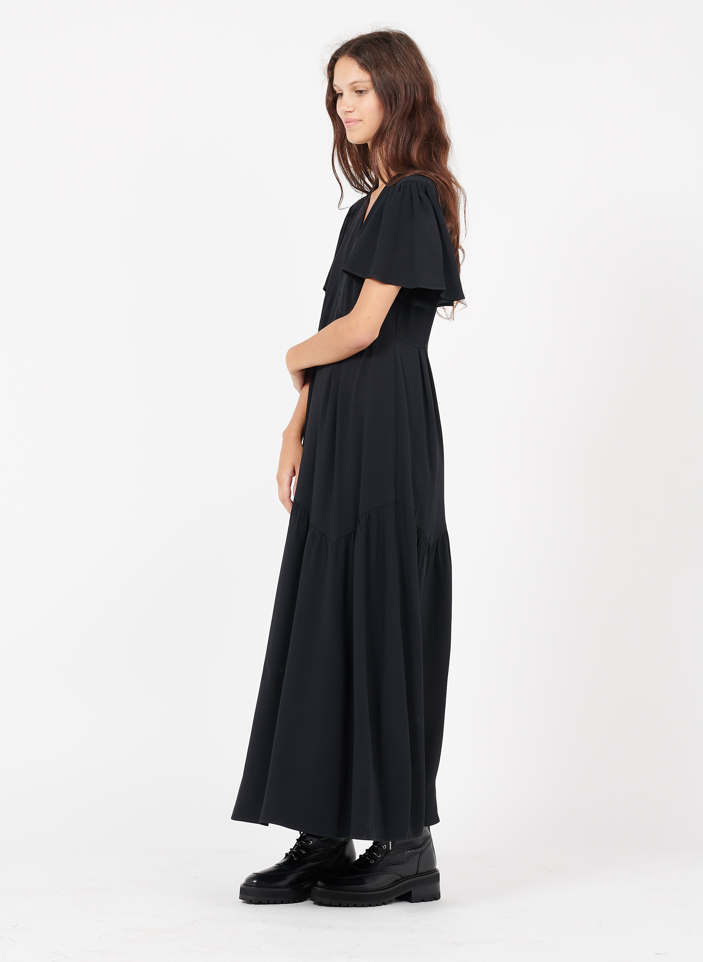 Robe Longue Col Rond Black The Kooples Femme Place des Tendances