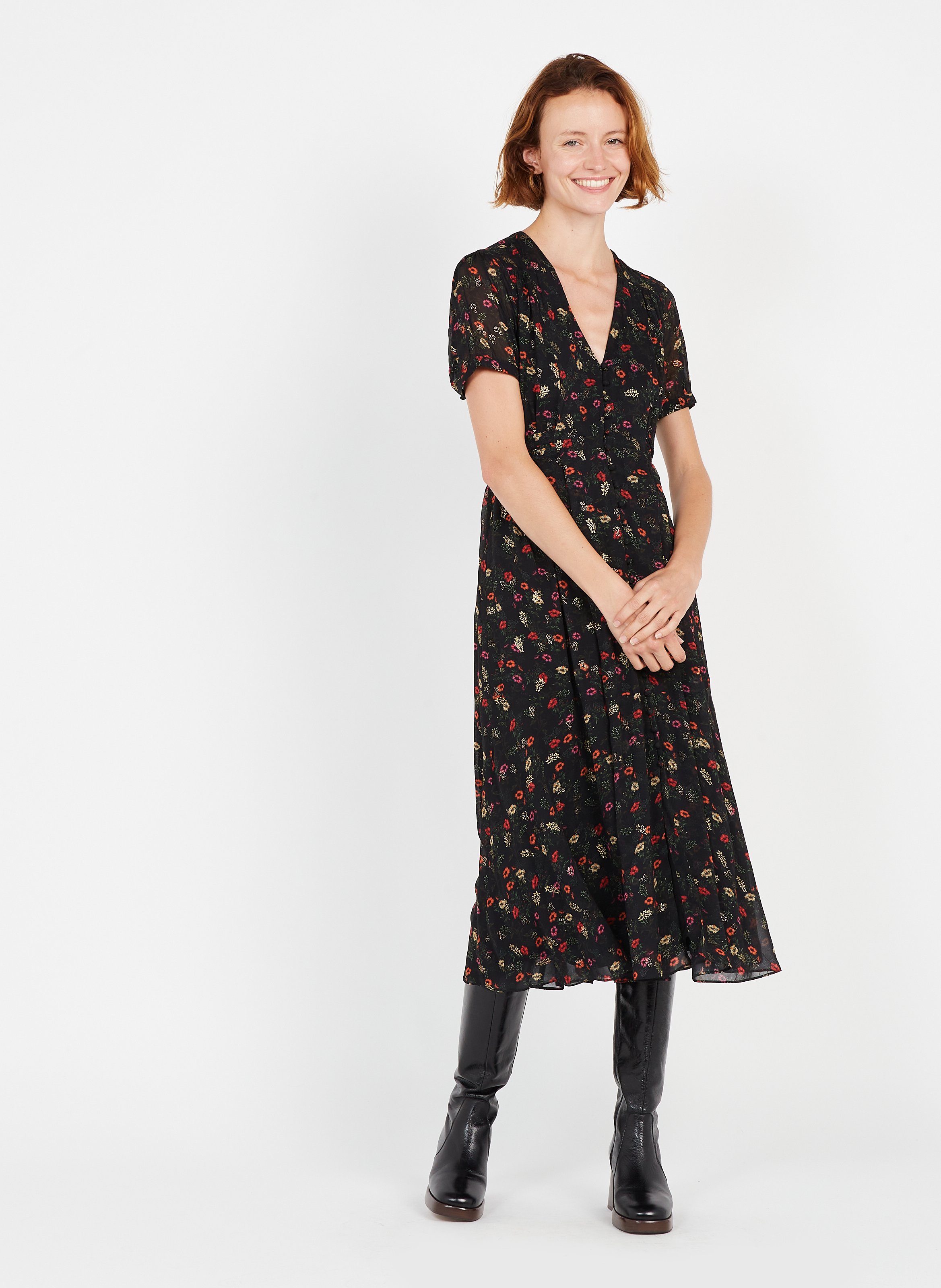 robe midi fleuri