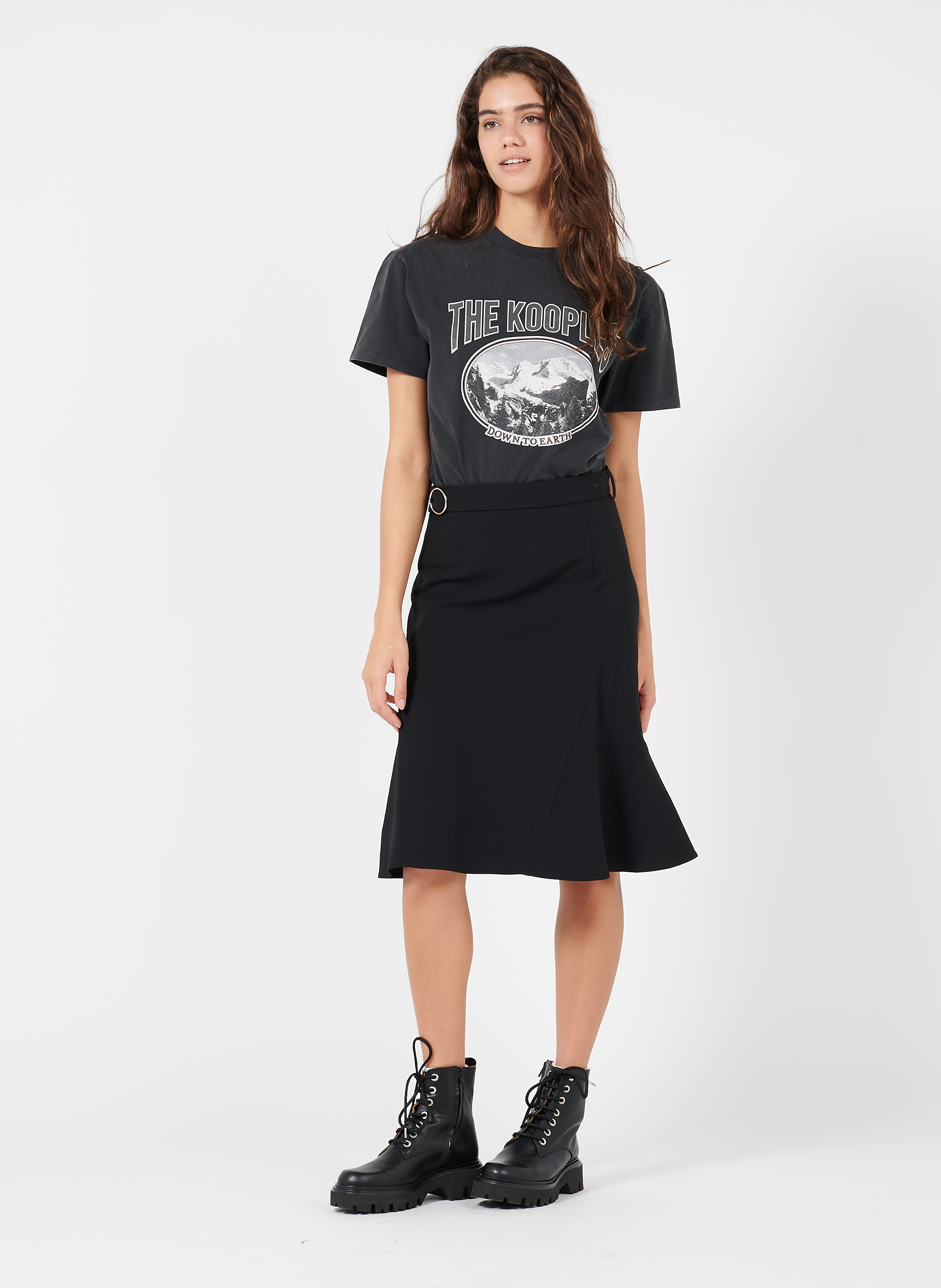 Teeshirt Col Rond Sérigraphié En Coton Black Washed The Kooples