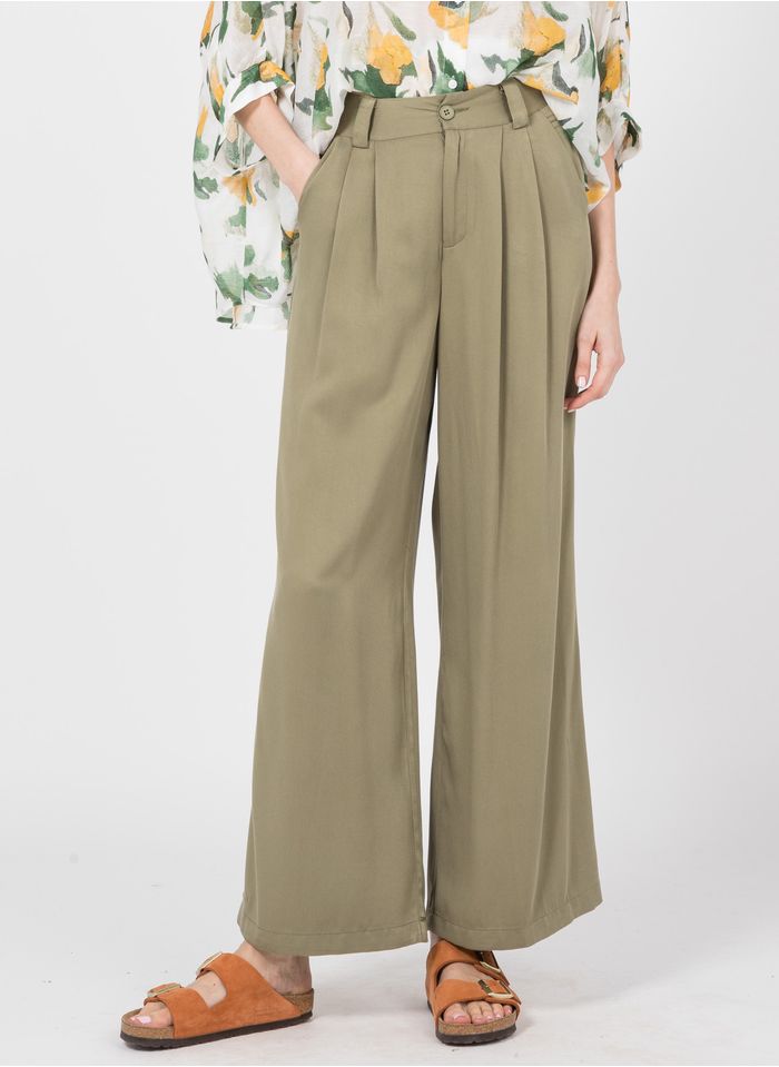 THE KORNER Pantalon large en lyocell  | Kaki