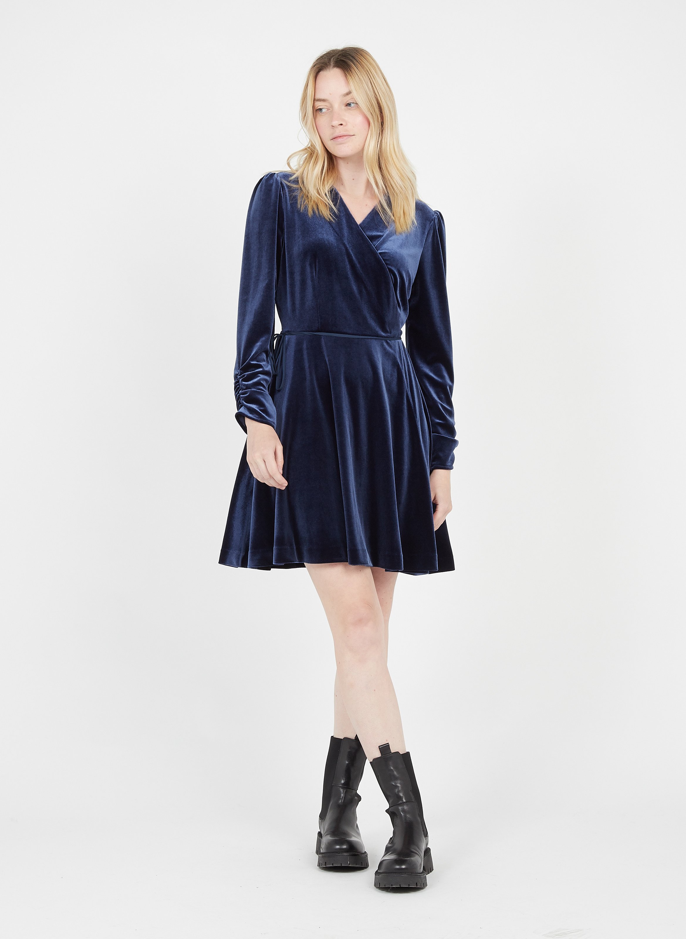 robe velour bleu