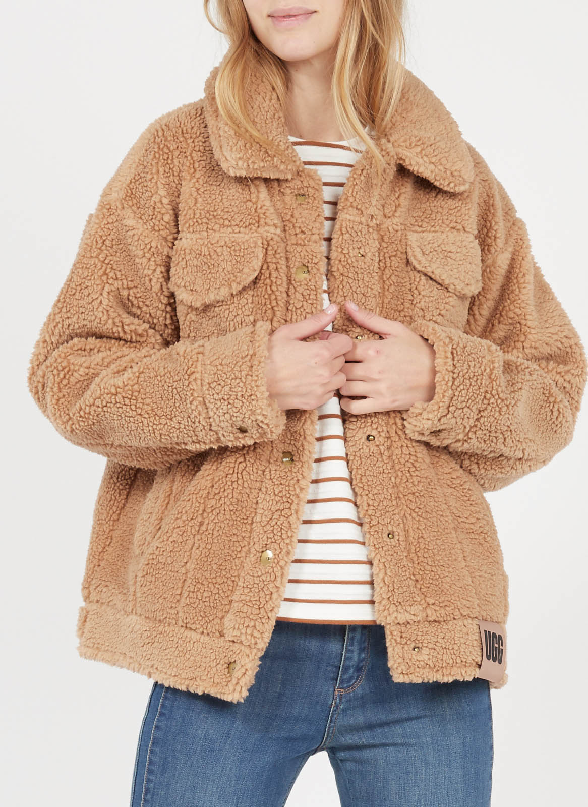 Manteau Col Classique Sherpa W Frankie Sherpa Trucker Jacket Camel