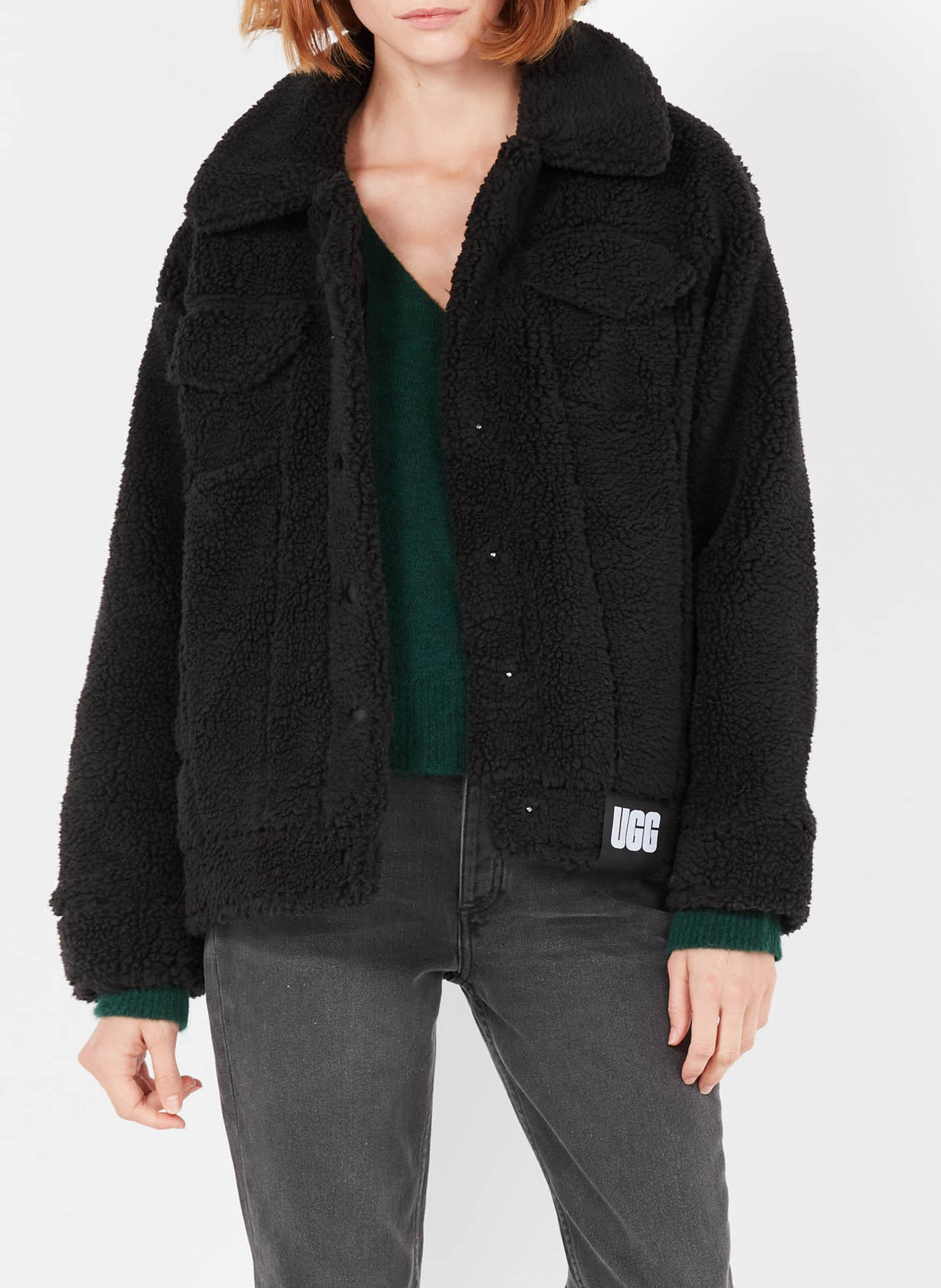 Manteau col classique sherpa Noir