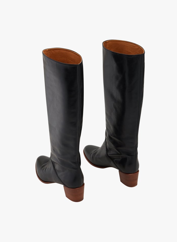 Bottes talon en cuir Noir