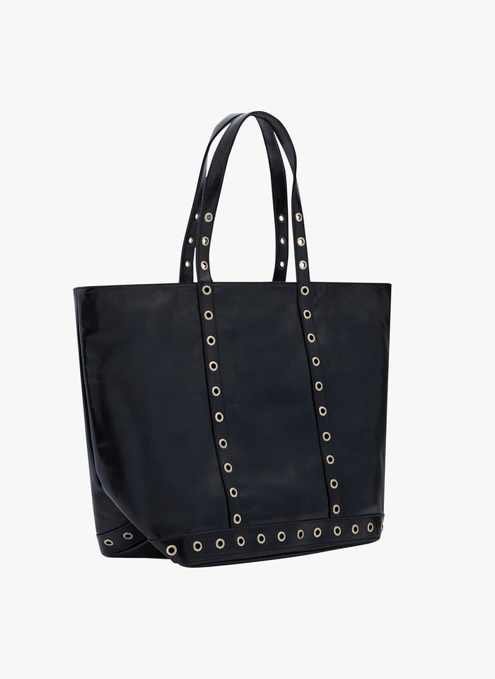 Cabas En Cuir Craquel Et Oeillets Noir Vanessa Bruno Femme