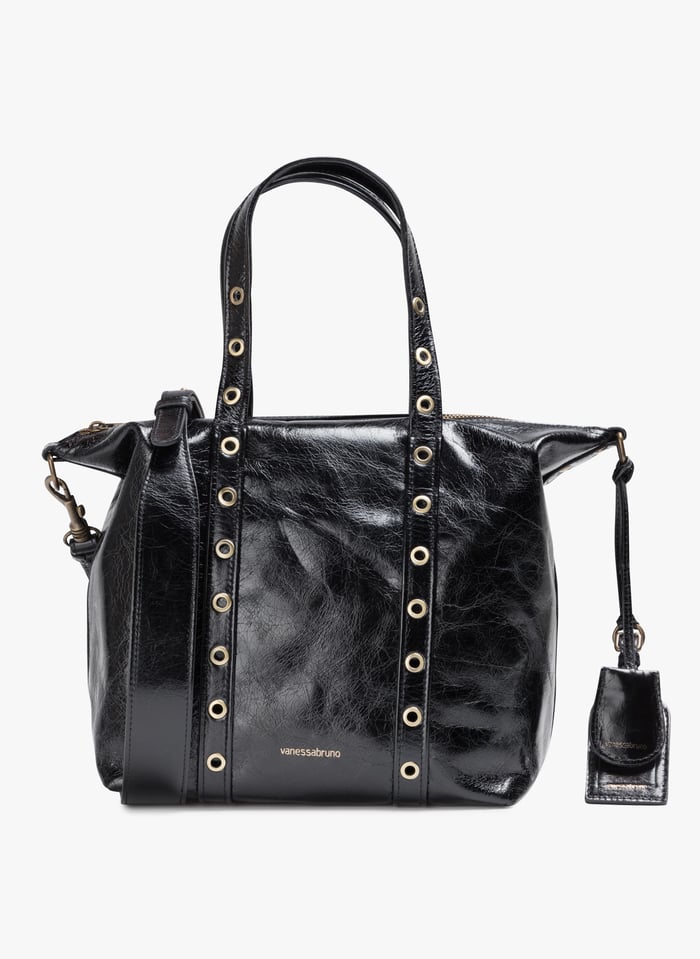 Petit Sac En Cuir Craquel Et Oeillets Noir Vanessa Bruno Femme