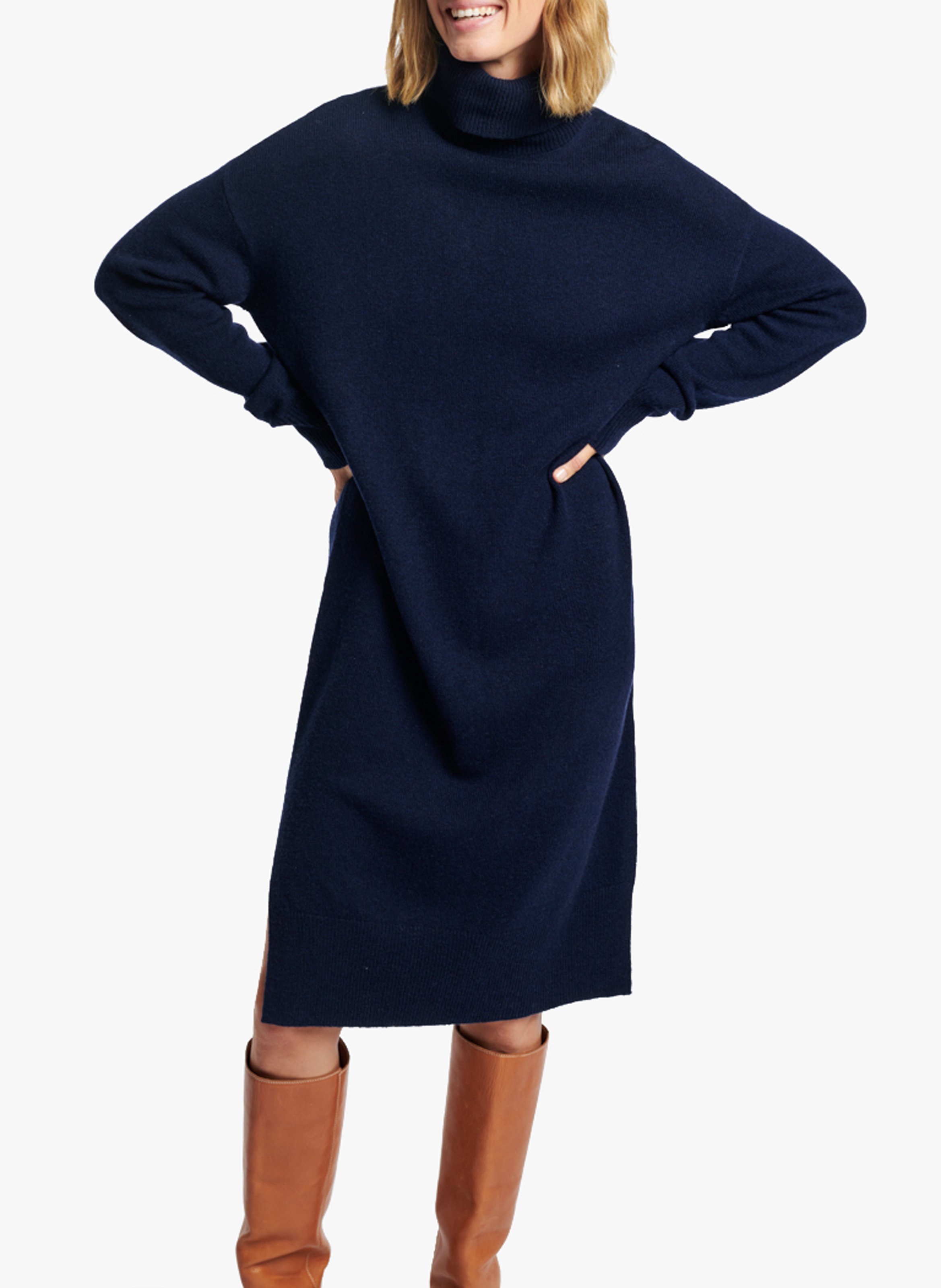Robe Pull Col Roulé En Laine Et Cachemire Marine Vanessa Bruno - Femme |  Place des Tendances