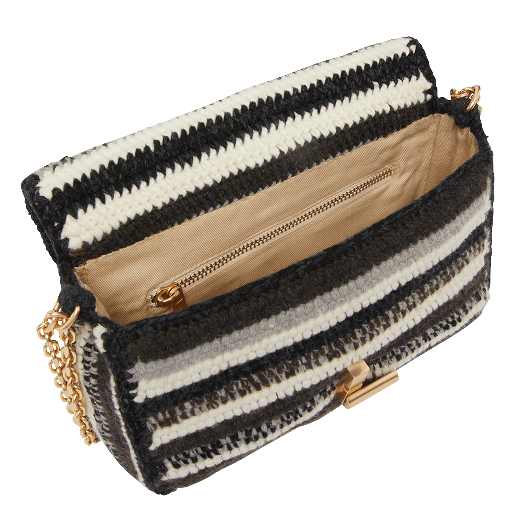 Sac Bandouli?�re En Laine Ray?�e Noir Vanessa Bruno - Femme | Place des Tendances