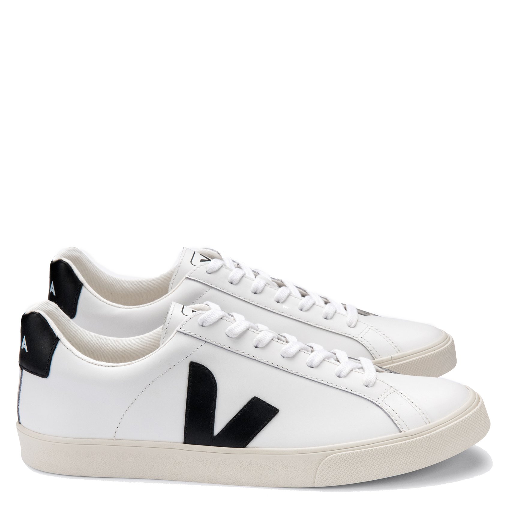 Veja Esplar Logo En Cuir Extra White Black Veja - Femme | Place des Tendances