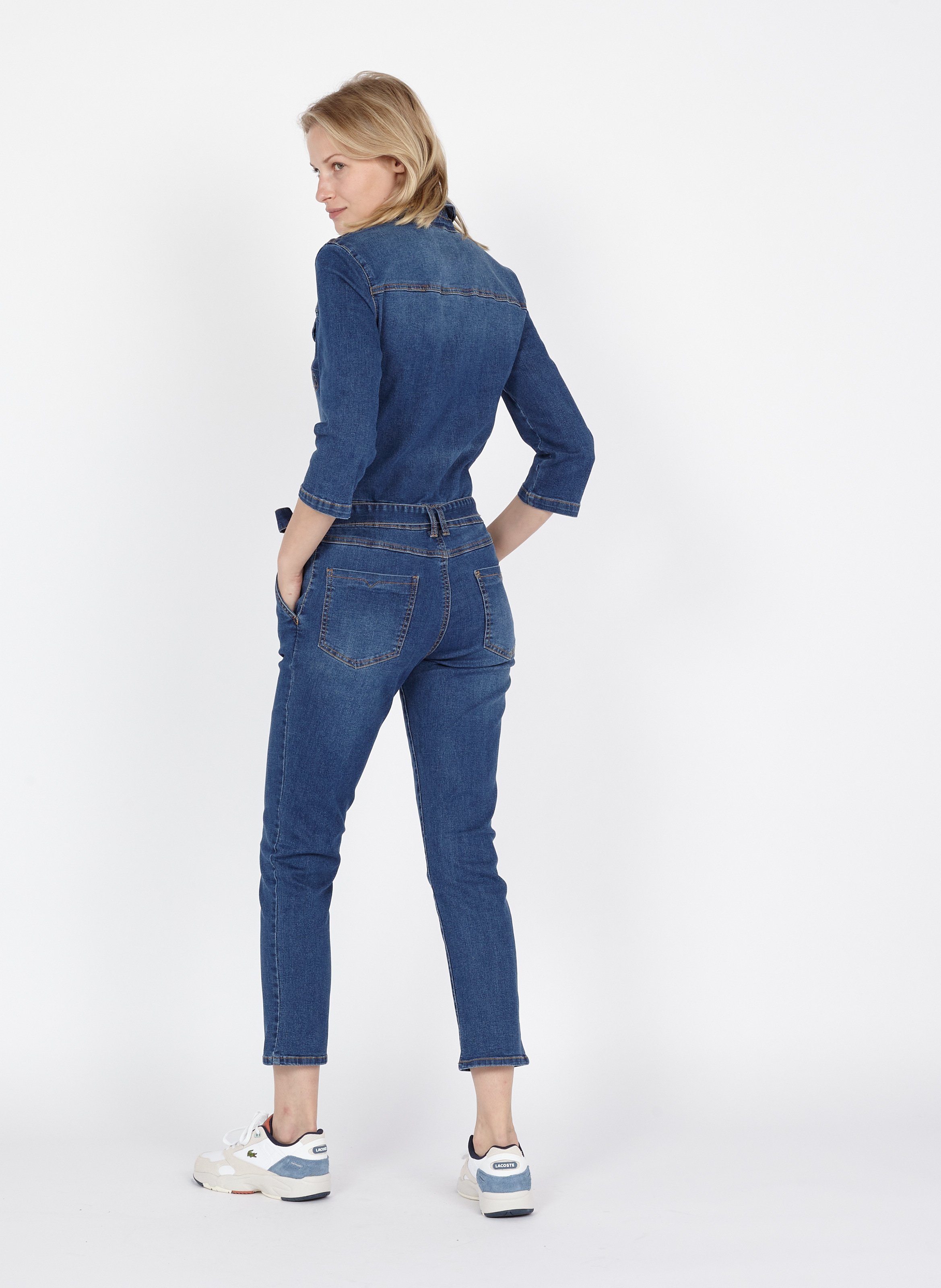 Combinaison Col Classique En Coton Mélangé Medium Blue Denim Vila - Femme |  Place des Tendances