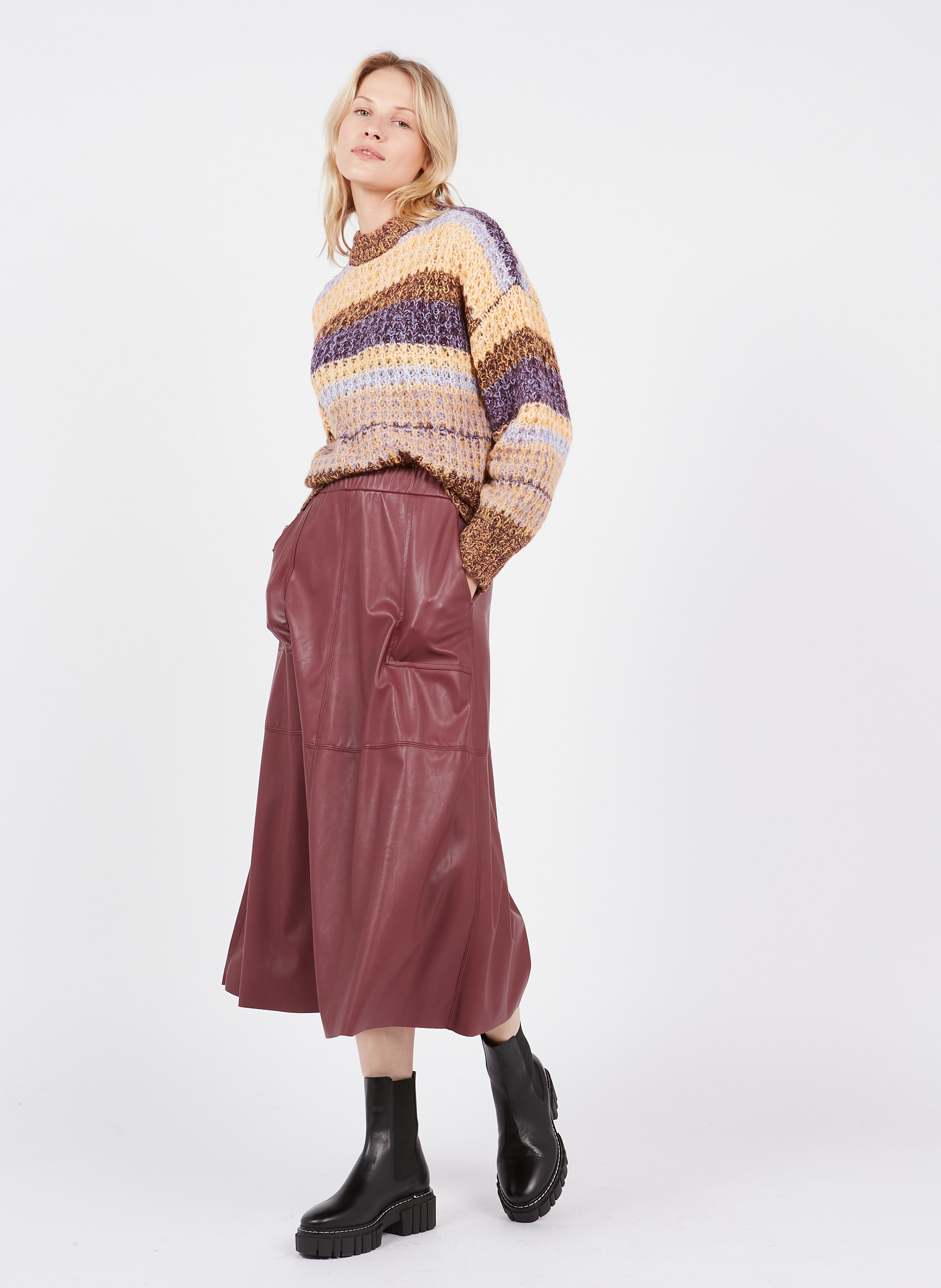 jupe midi effet cuir