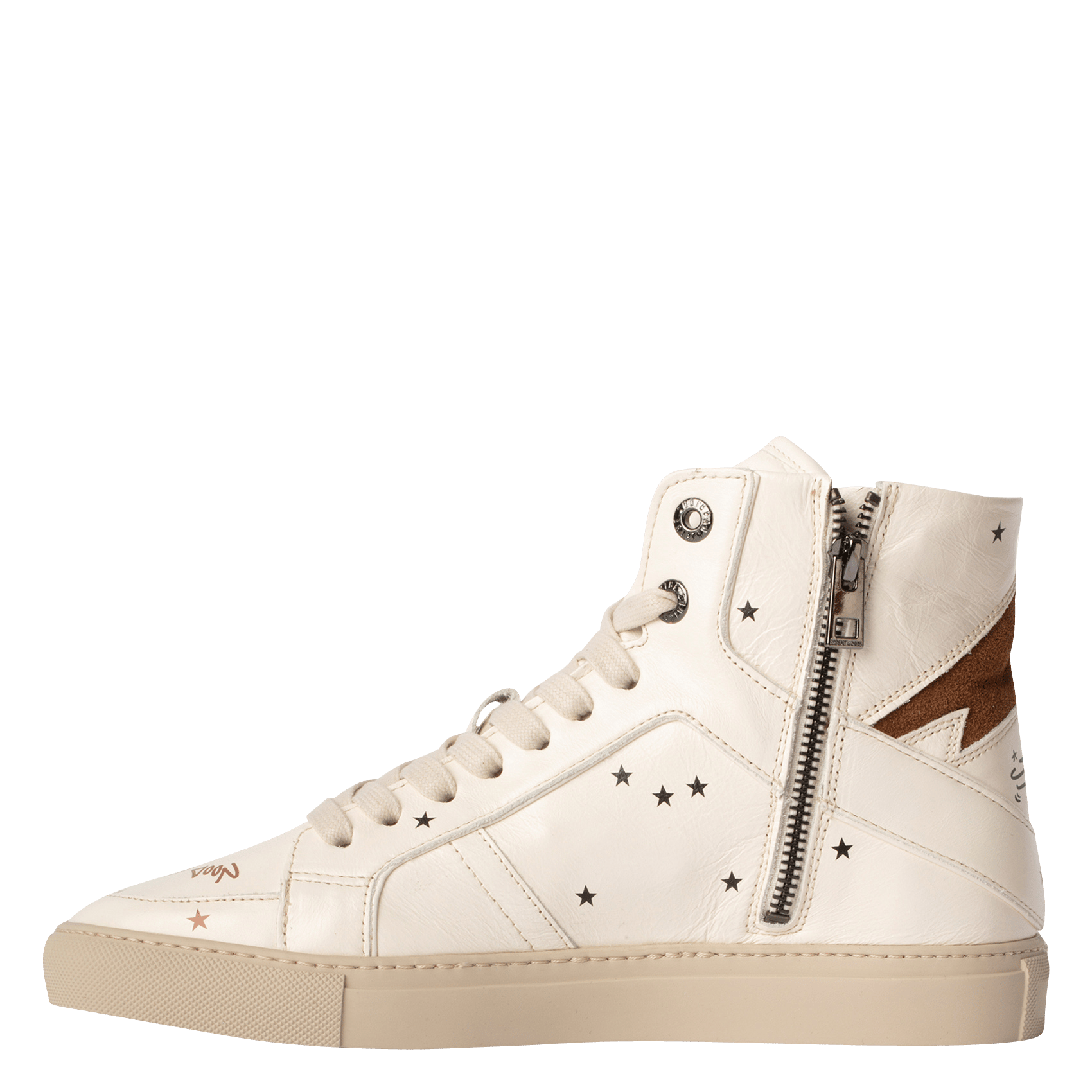 Baskets Montantes En Cuir Blanc Tan Zadig&voltaire Femme Place des