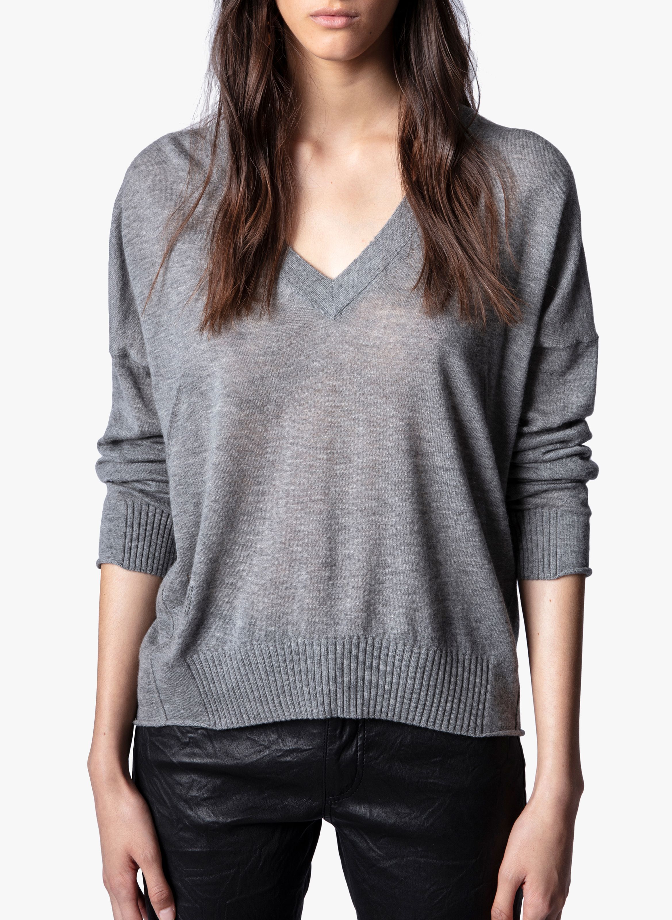 Pull cachemire gris discount femme