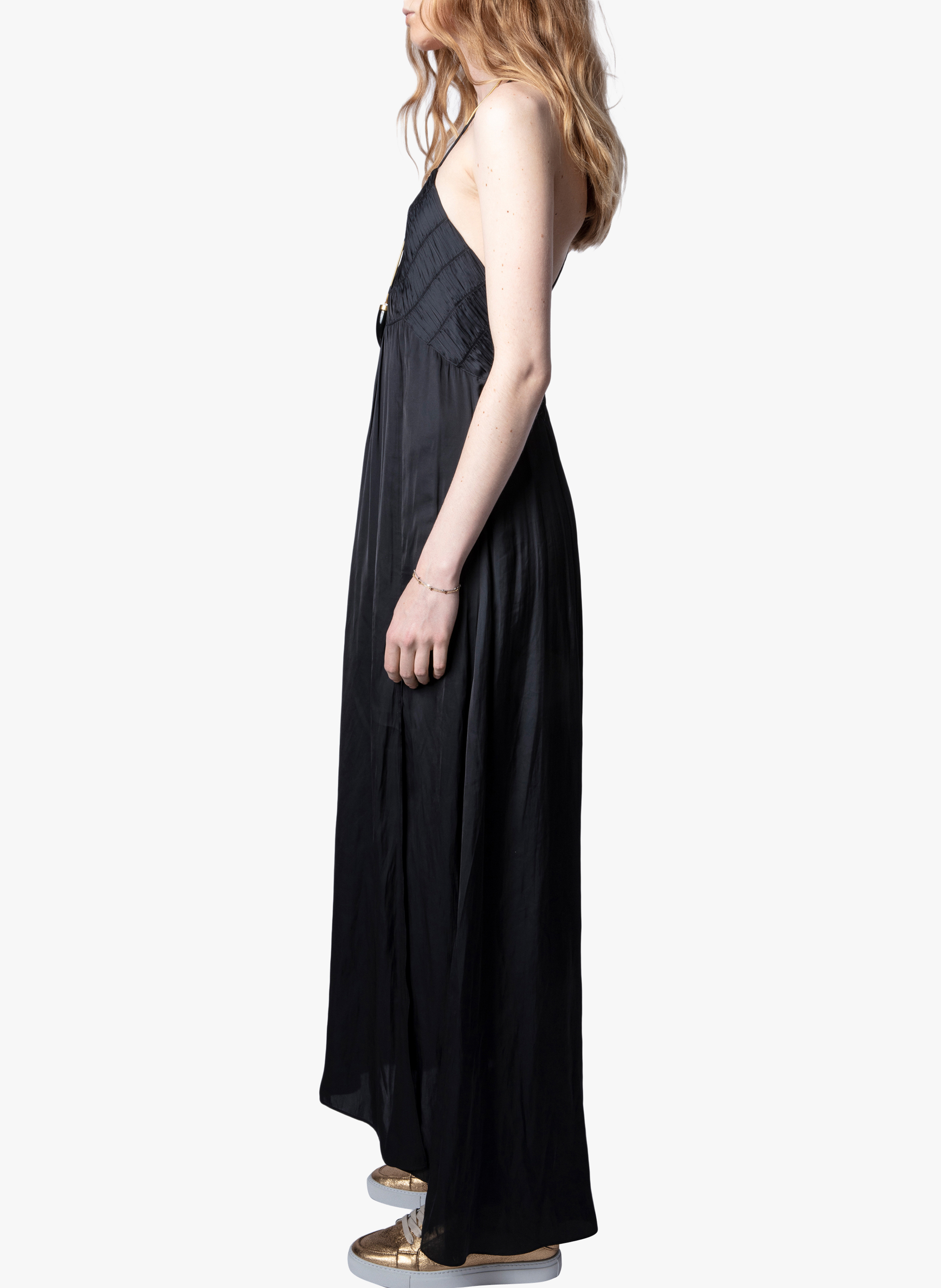 Robe Longue Col V à Bretelles Noir Zadig&voltaire Créateurs Place