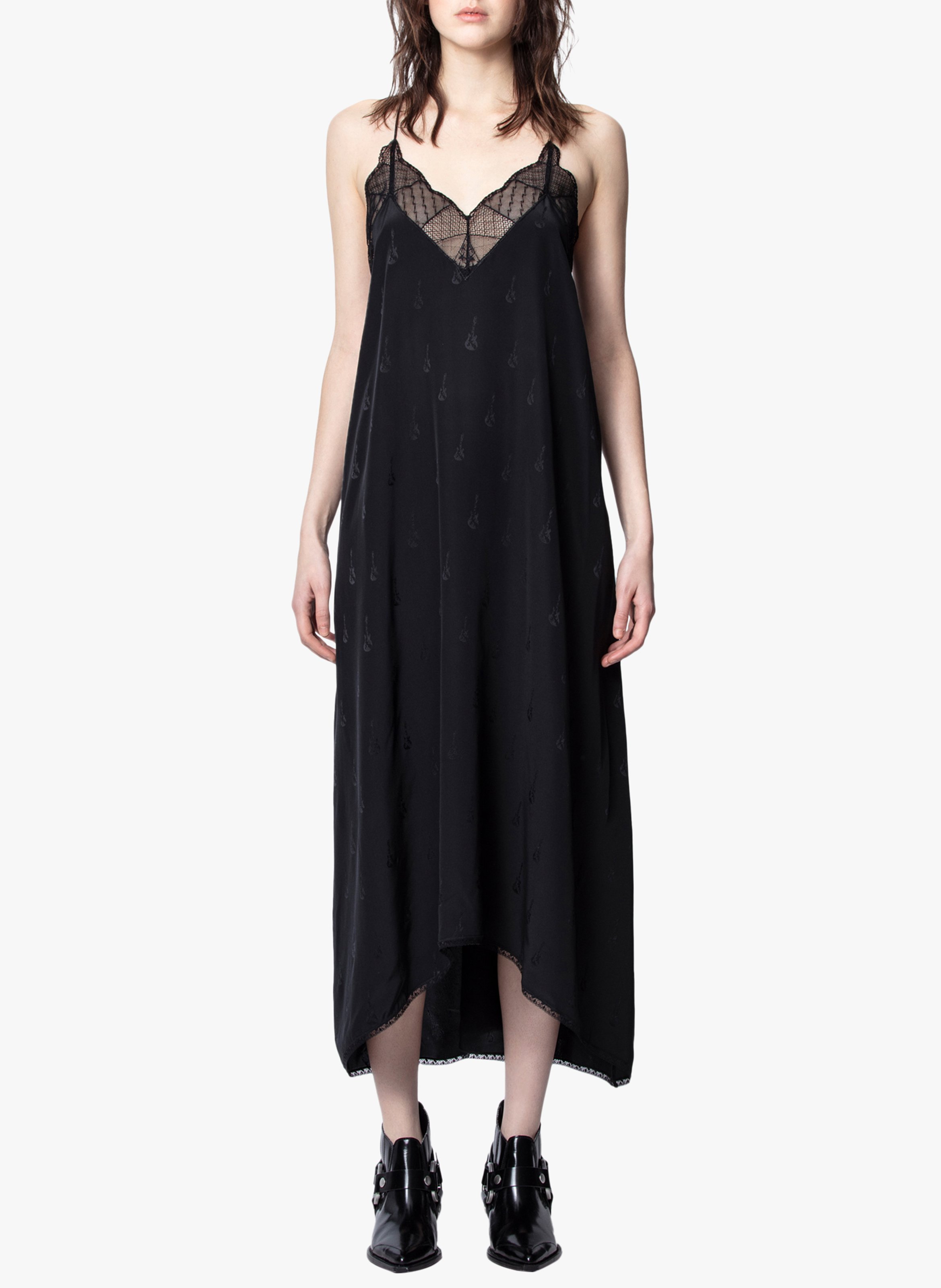 Robe Longue En Soie Noir Zadig&voltaire Femme Place des Tendances