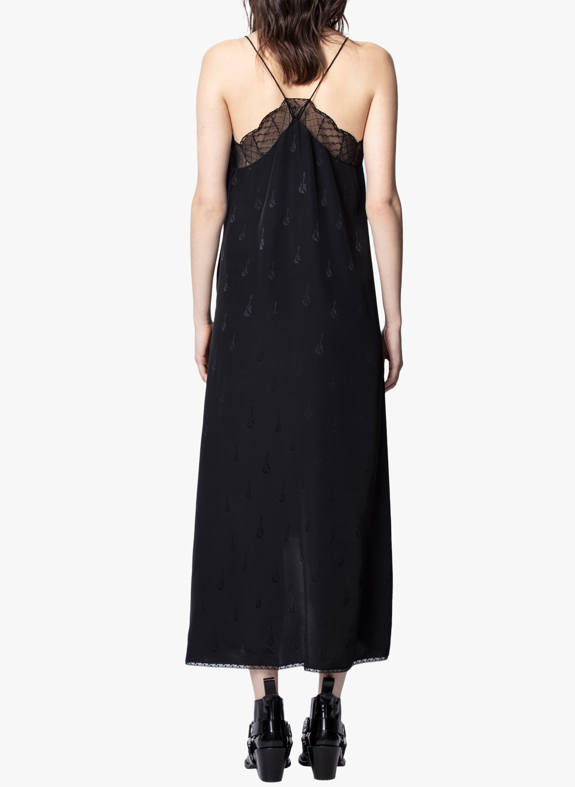 Robe Longue En Soie Noir Zadig&voltaire Femme Place des Tendances
