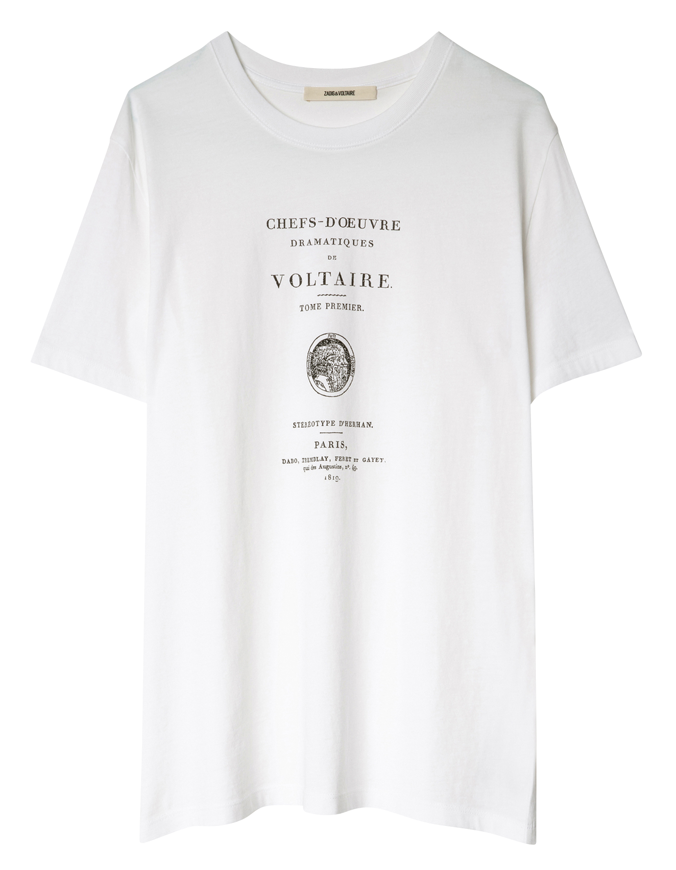 Teeshirt Col Rond Regular Fit Sérigraphié En Coton Blanc Zadig